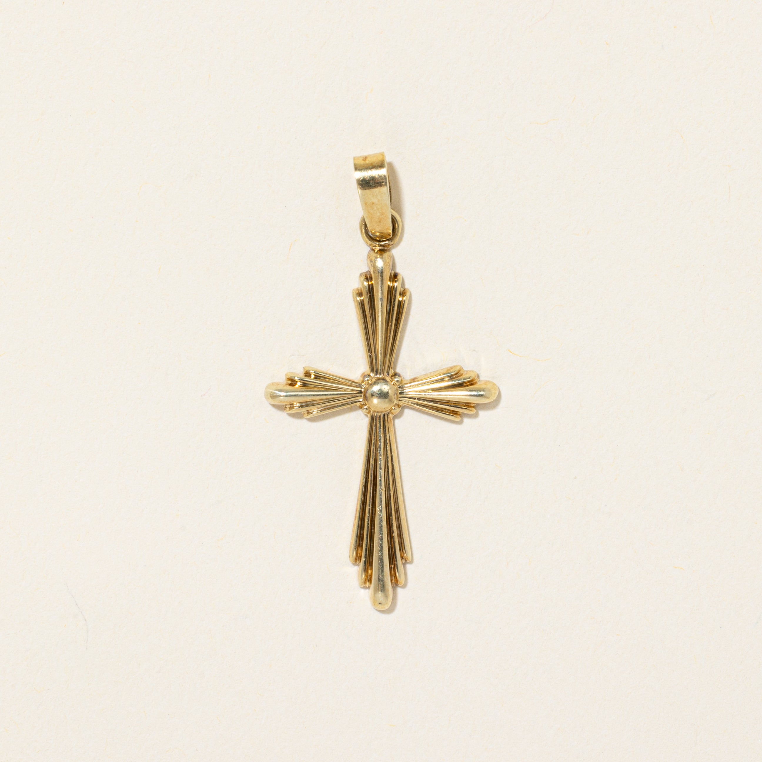 'Birks' 14k Yellow Gold Grooved Cross Pendant