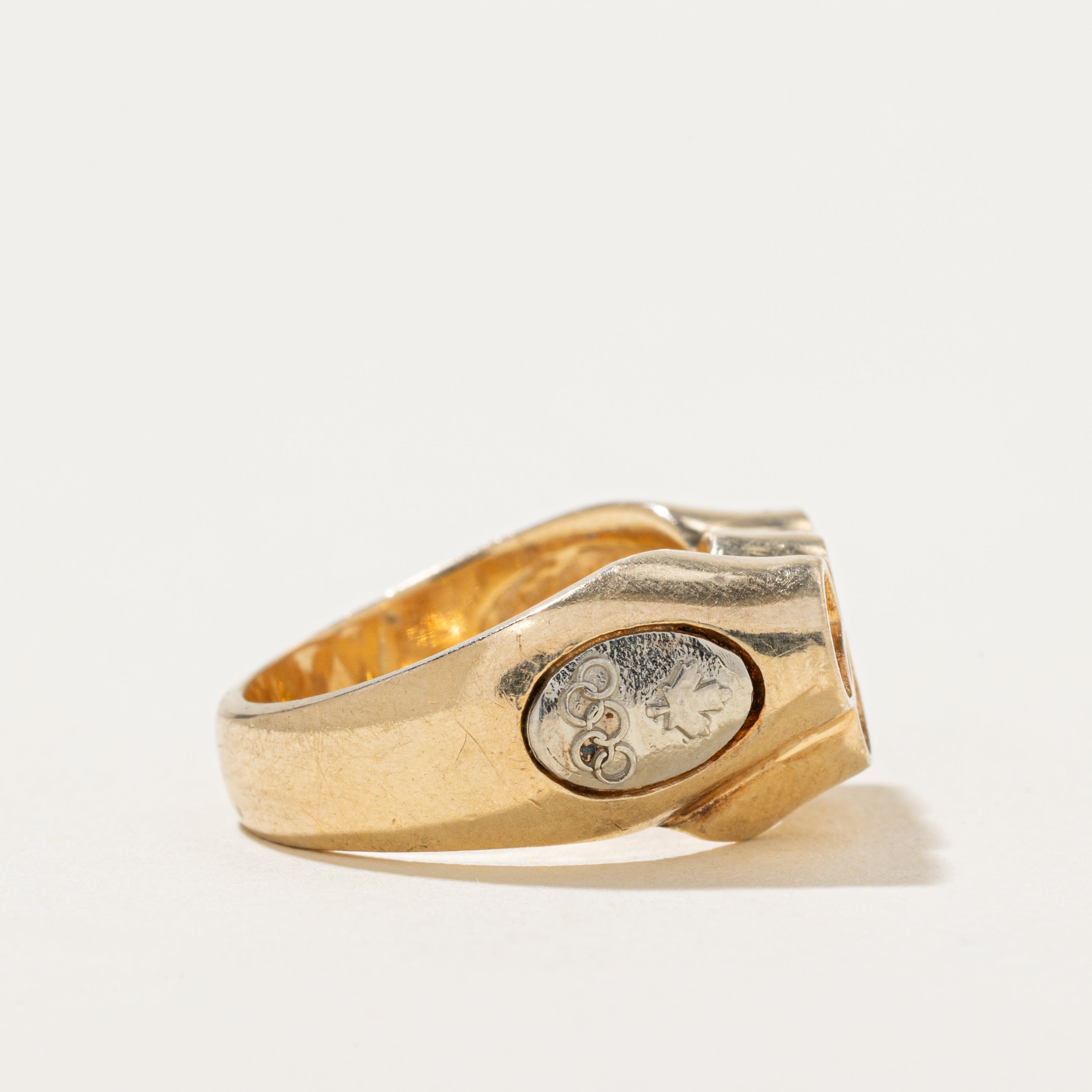 10k Gold Two Tone Gold Canadian Olympic Logo Ring | SZ 4.75