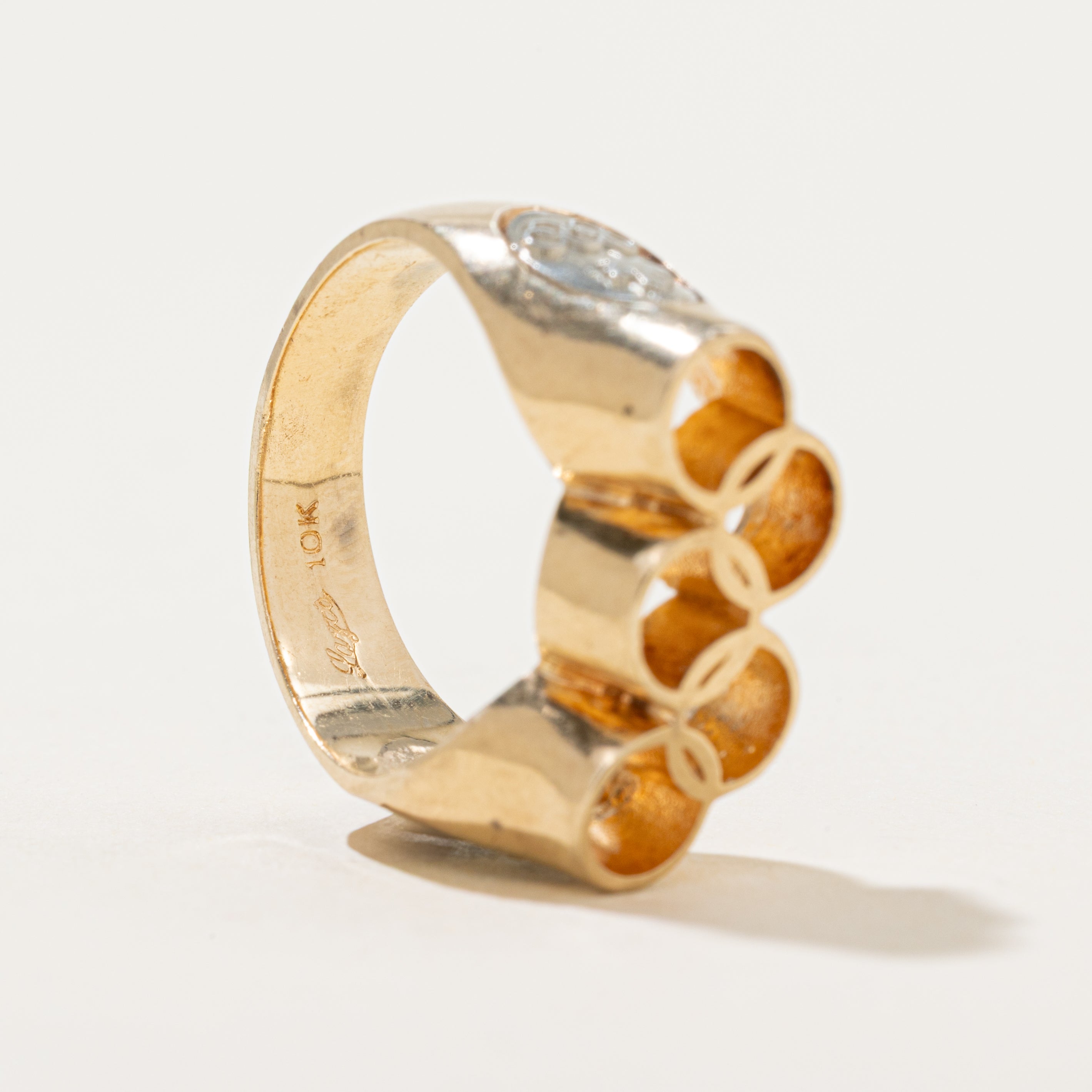 10k Gold Two Tone Gold Canadian Olympic Logo Ring | SZ 4.75