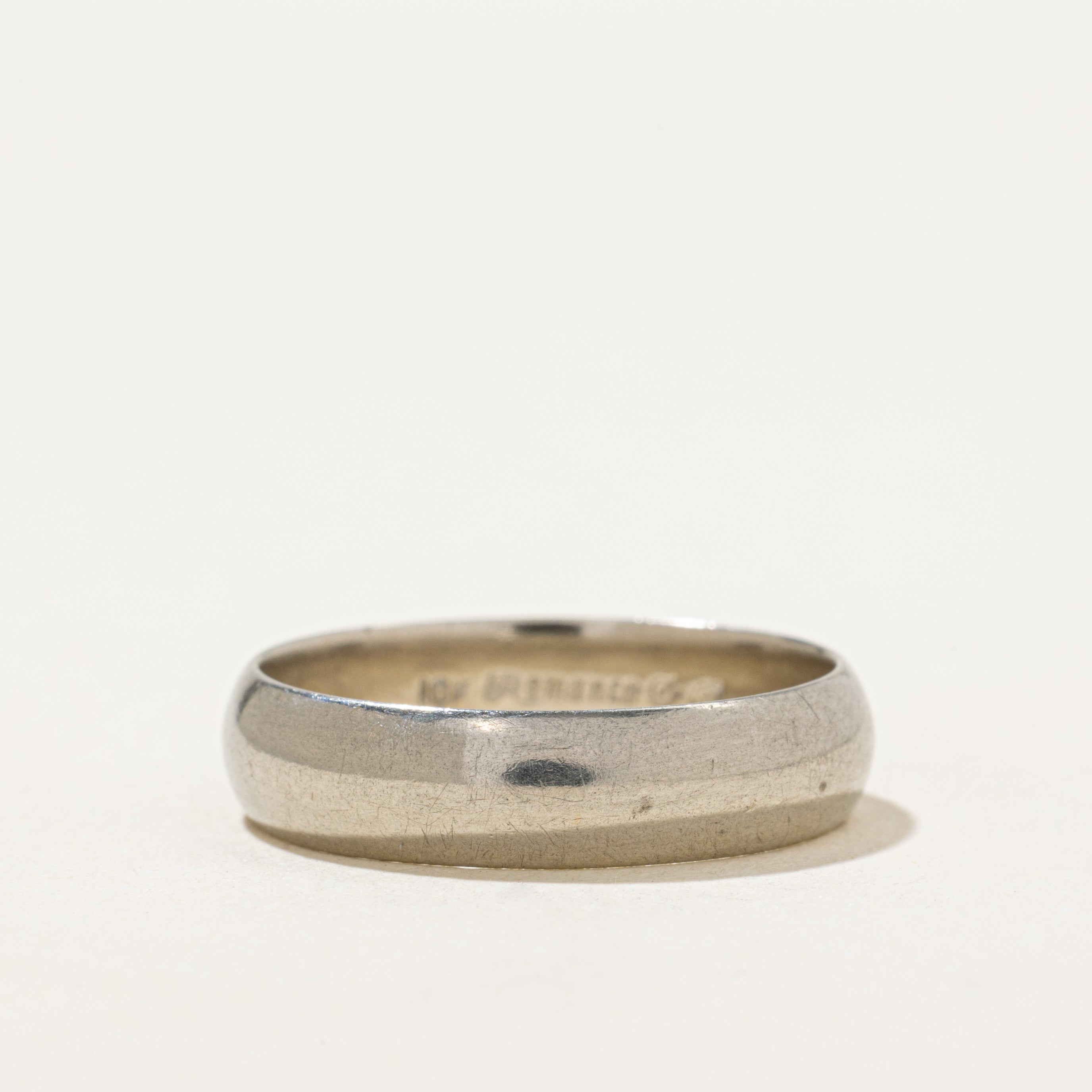 Vintage Canadian 10k White Gold Plain Band | 5mm | SZ 9