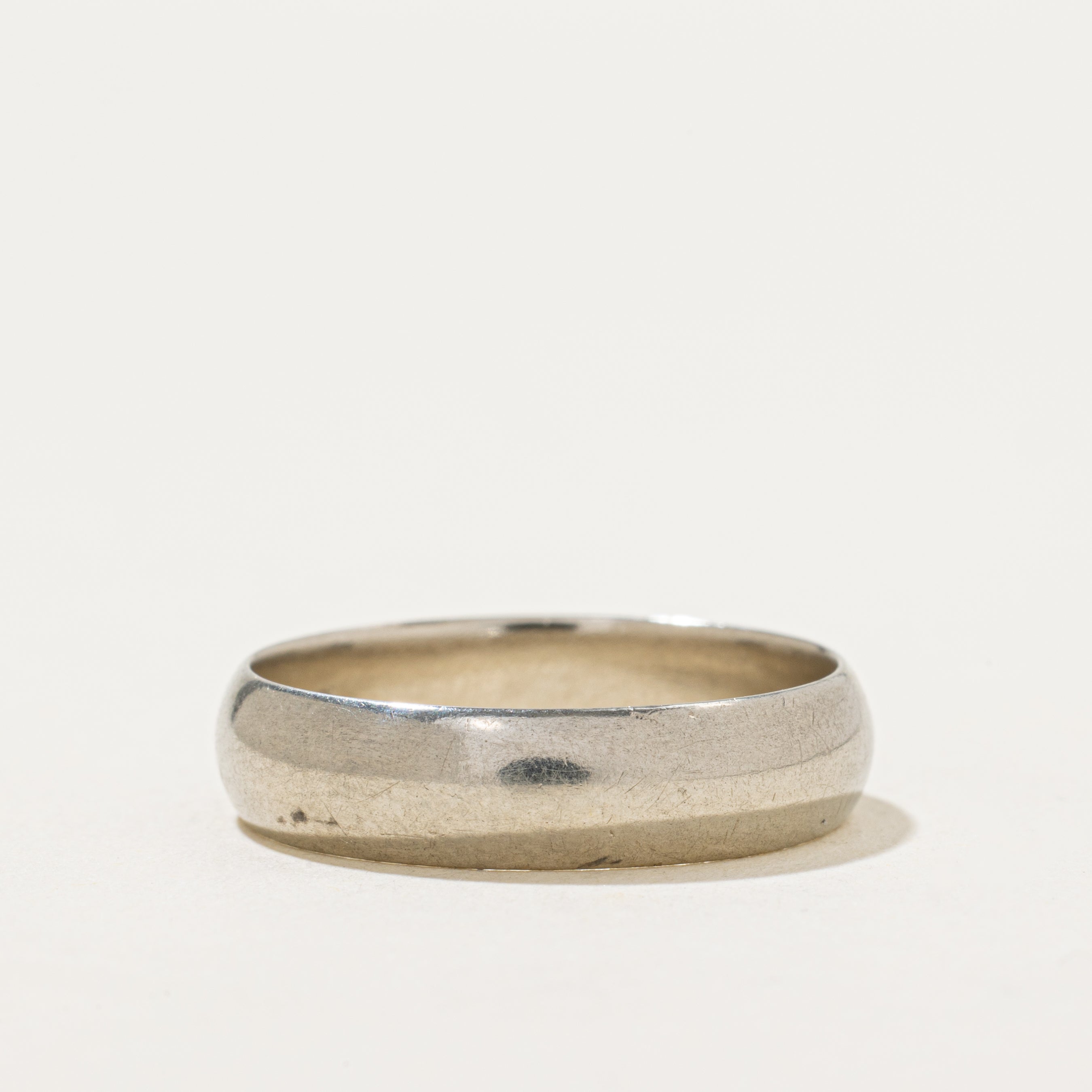 Vintage Canadian 10k White Gold Plain Band | 5mm | SZ 9