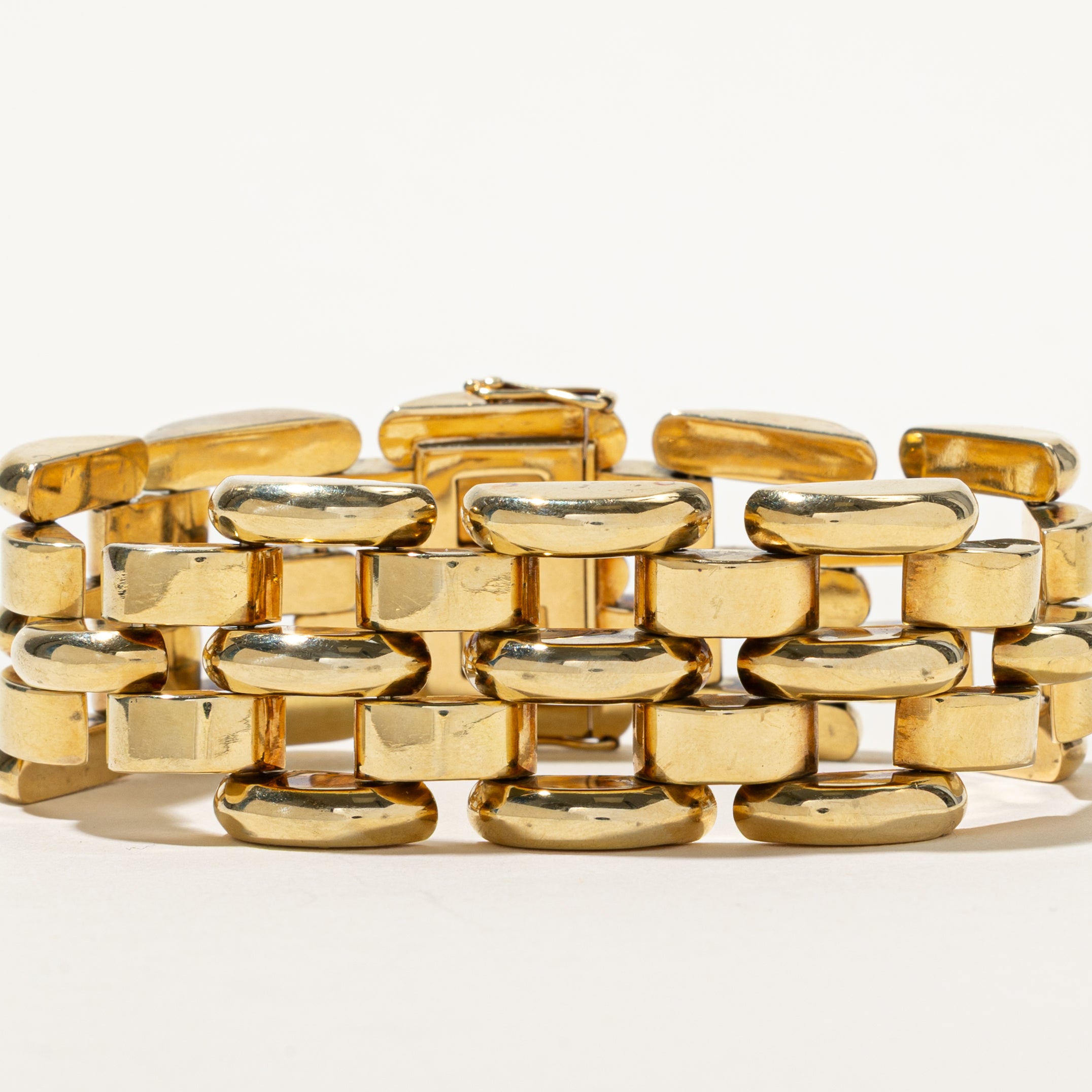 'Birks' 14k Yellow Gold Panther Link Chunky Bracelet | 7.5"