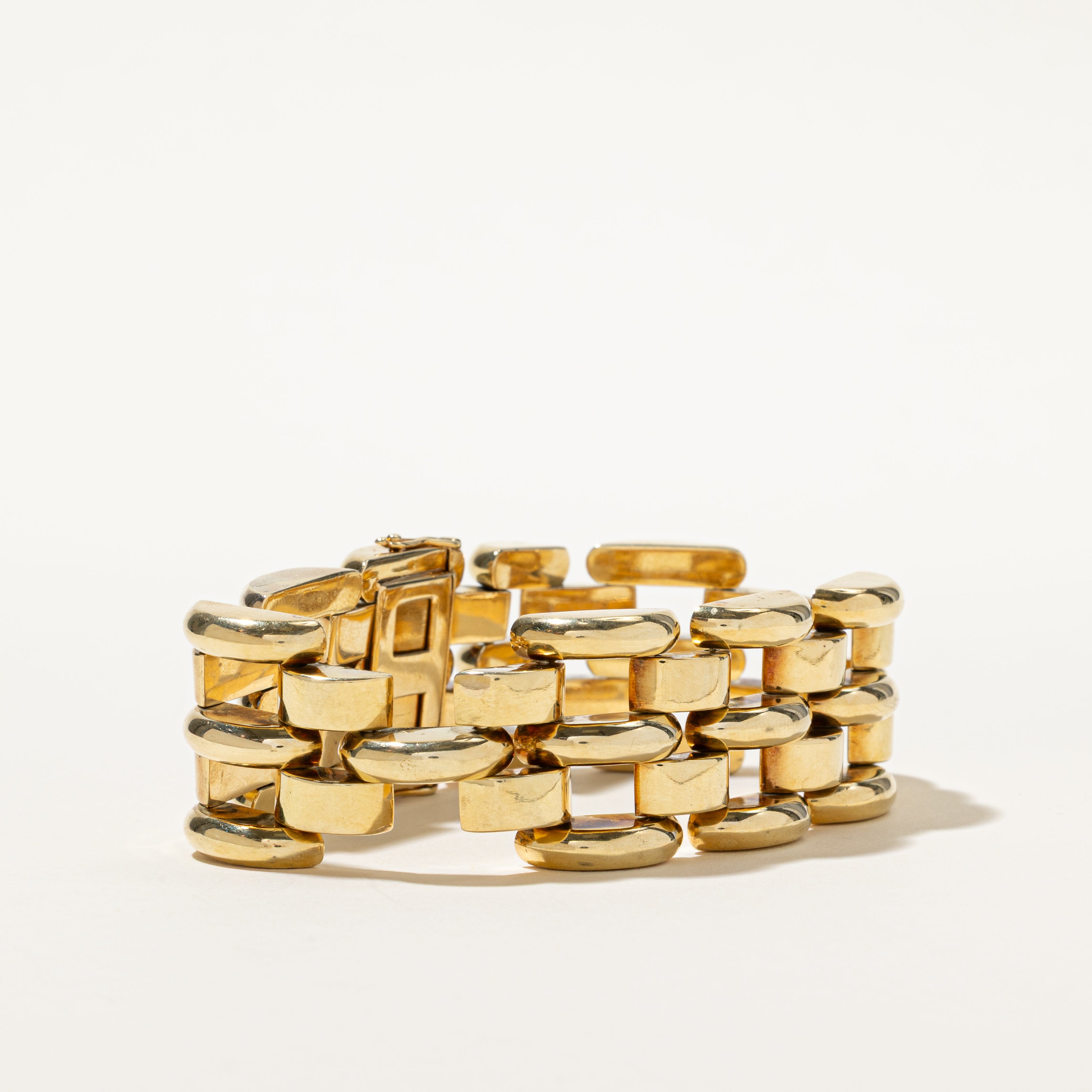 'Birks' 14k Yellow Gold Panther Link Chunky Bracelet | 7.5"
