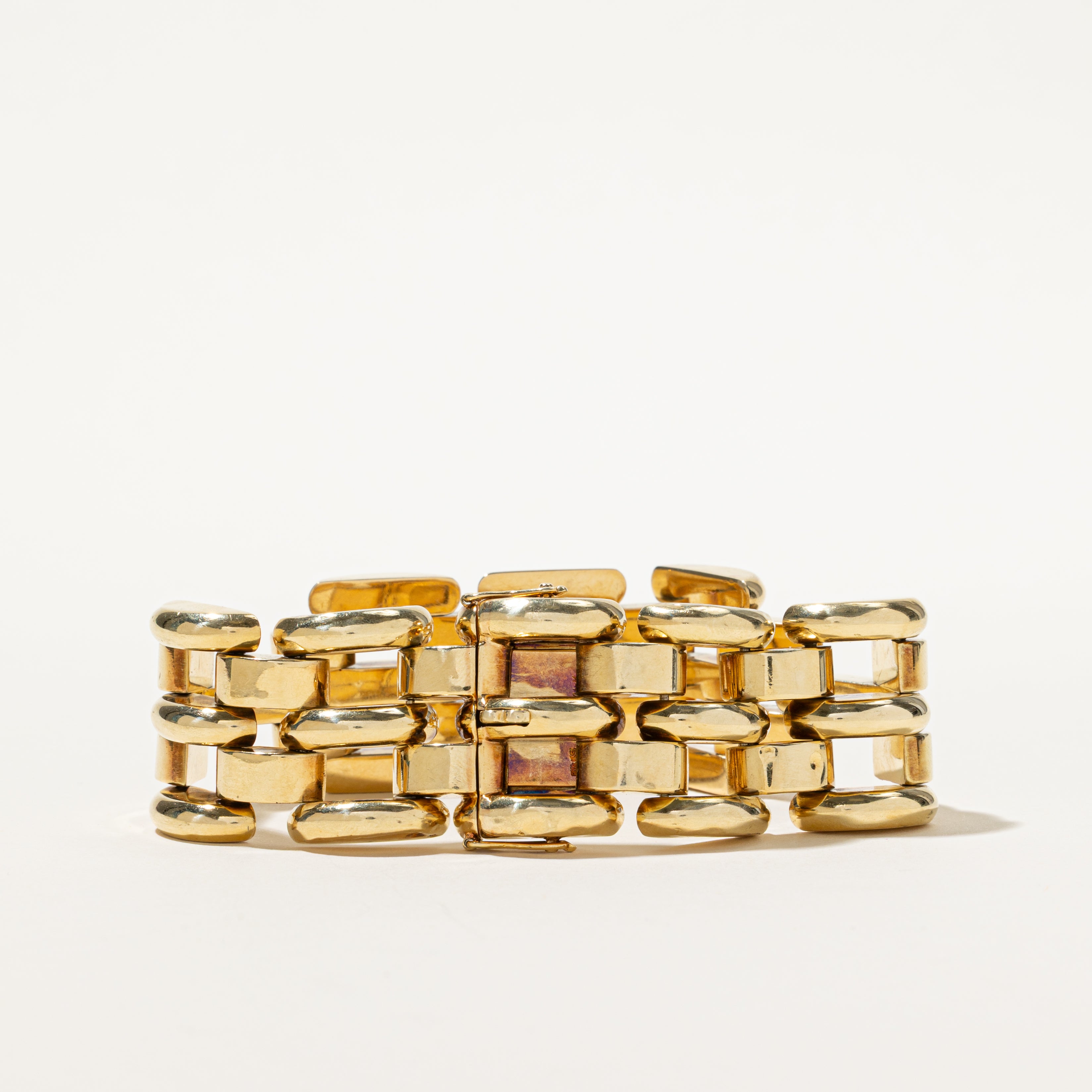 'Birks' 14k Yellow Gold Panther Link Chunky Bracelet | 7.5"