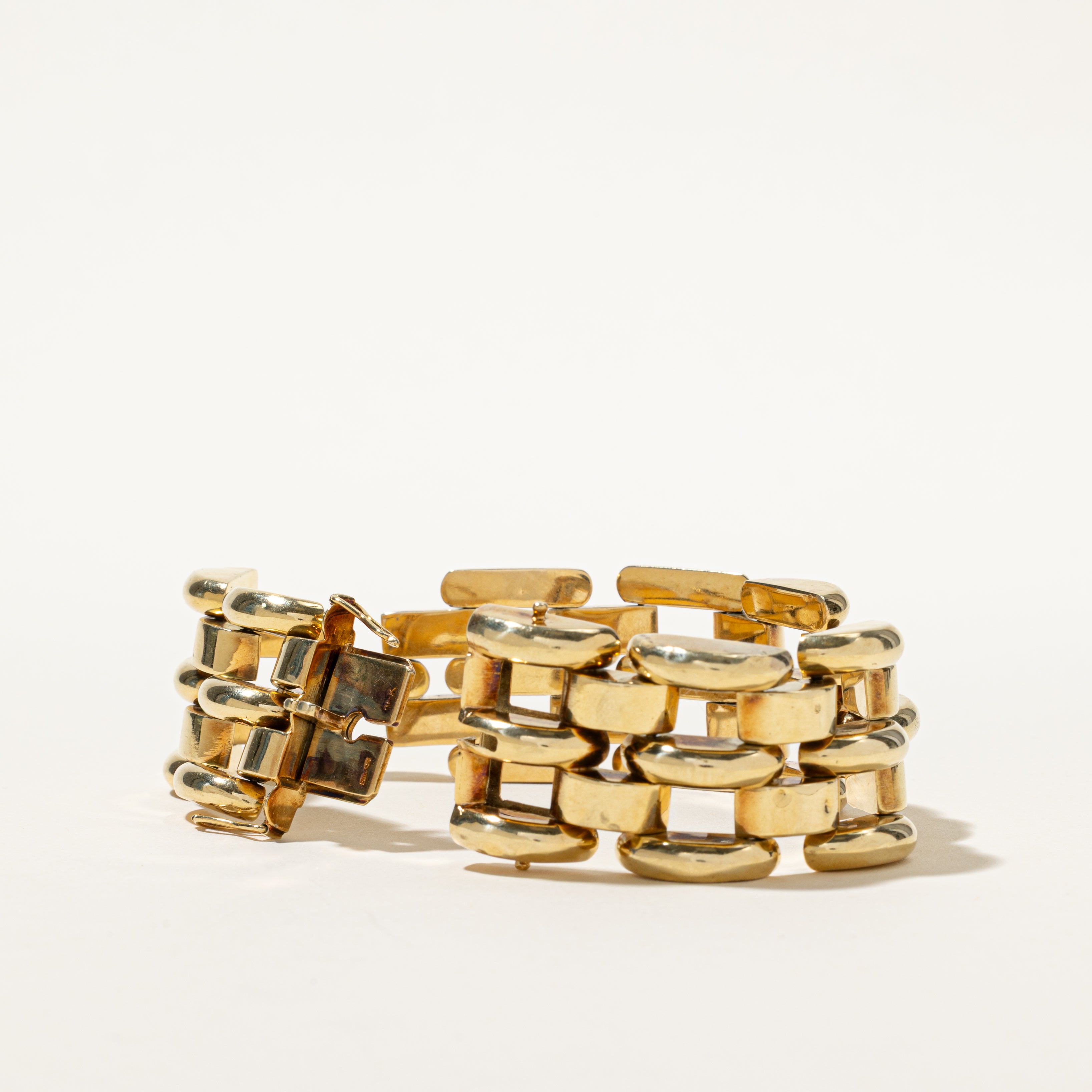 'Birks' 14k Yellow Gold Panther Link Chunky Bracelet | 7.5"