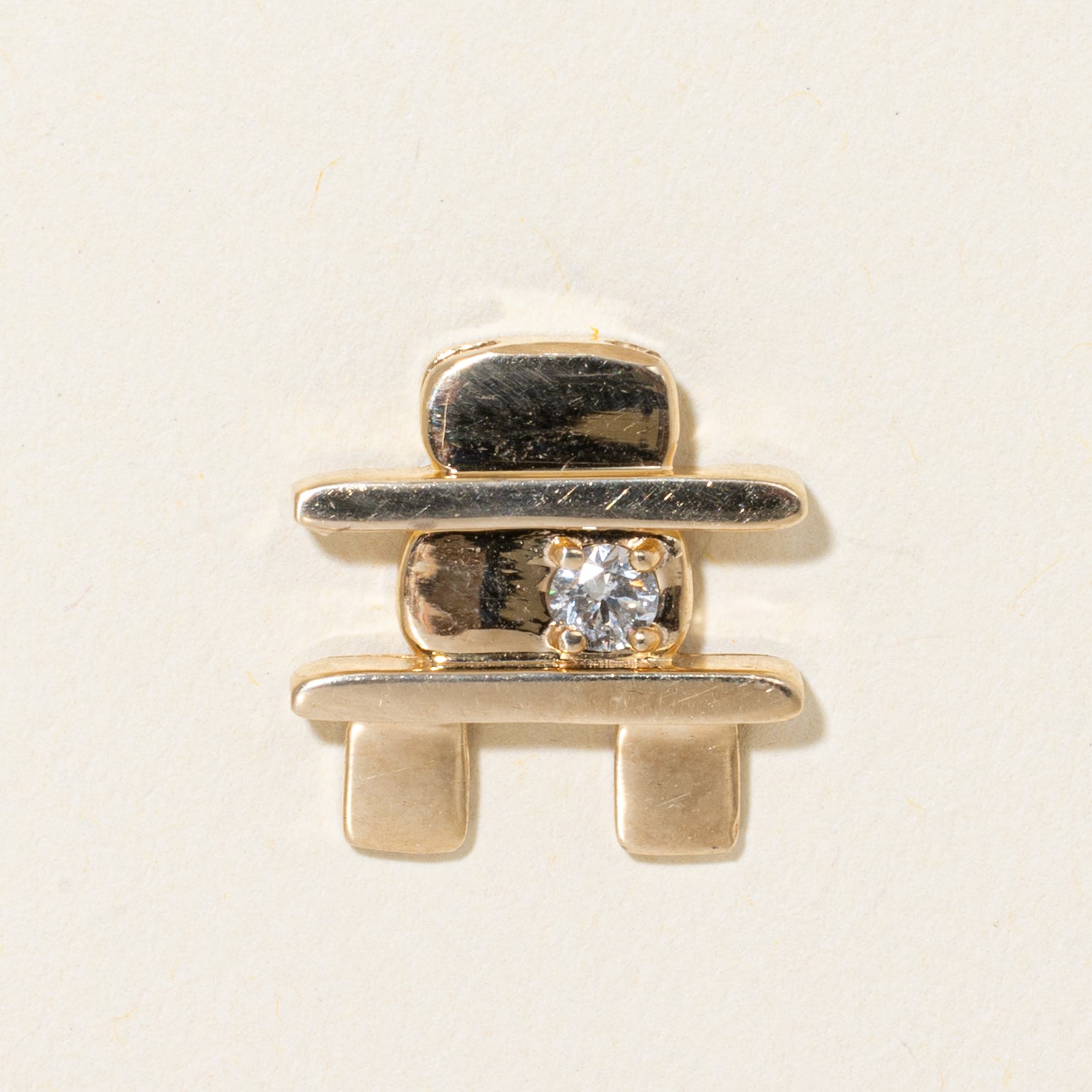 10k Single Stone Diamond Inukshuk Charm | 0.08ct