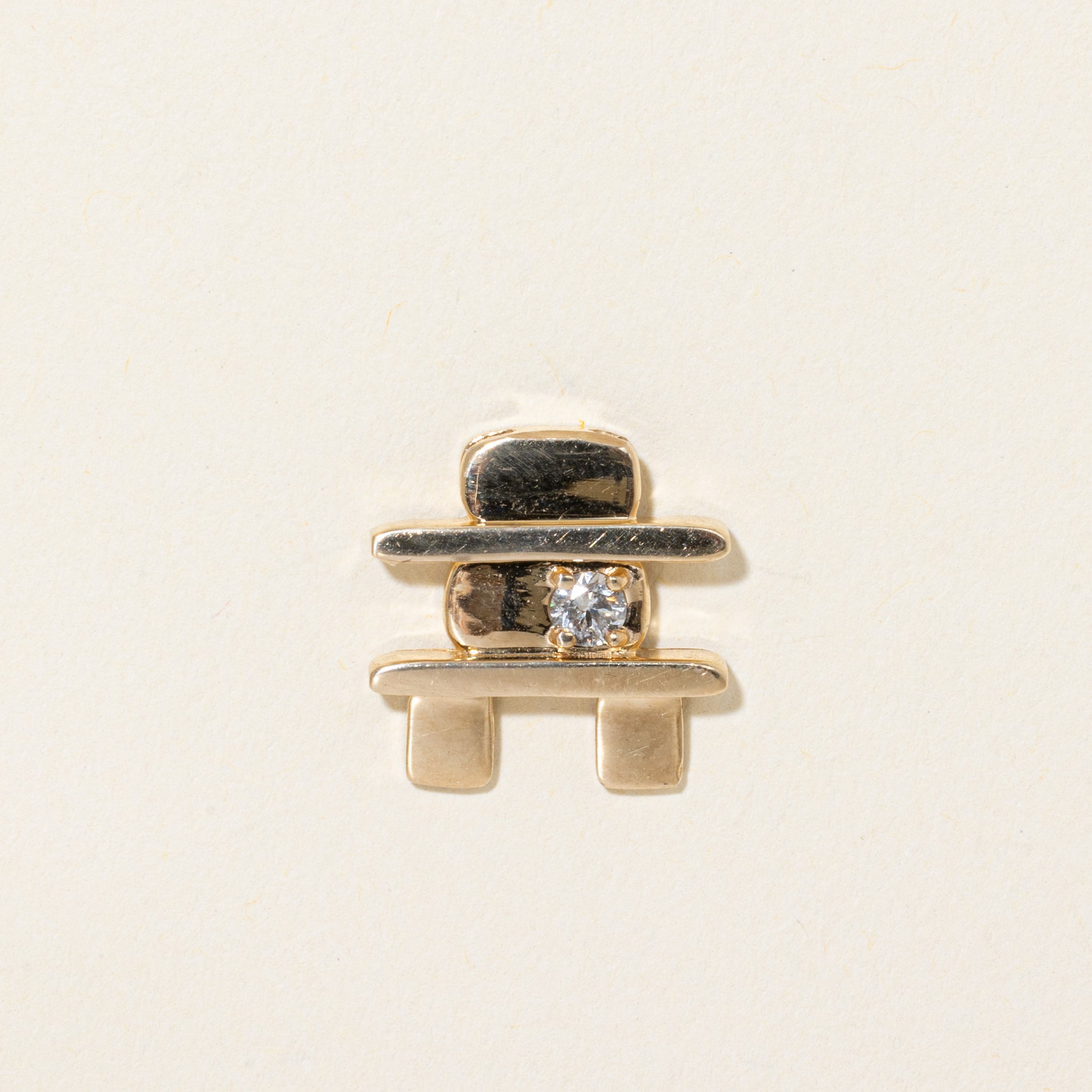 10k Single Stone Diamond Inukshuk Charm | 0.08ct