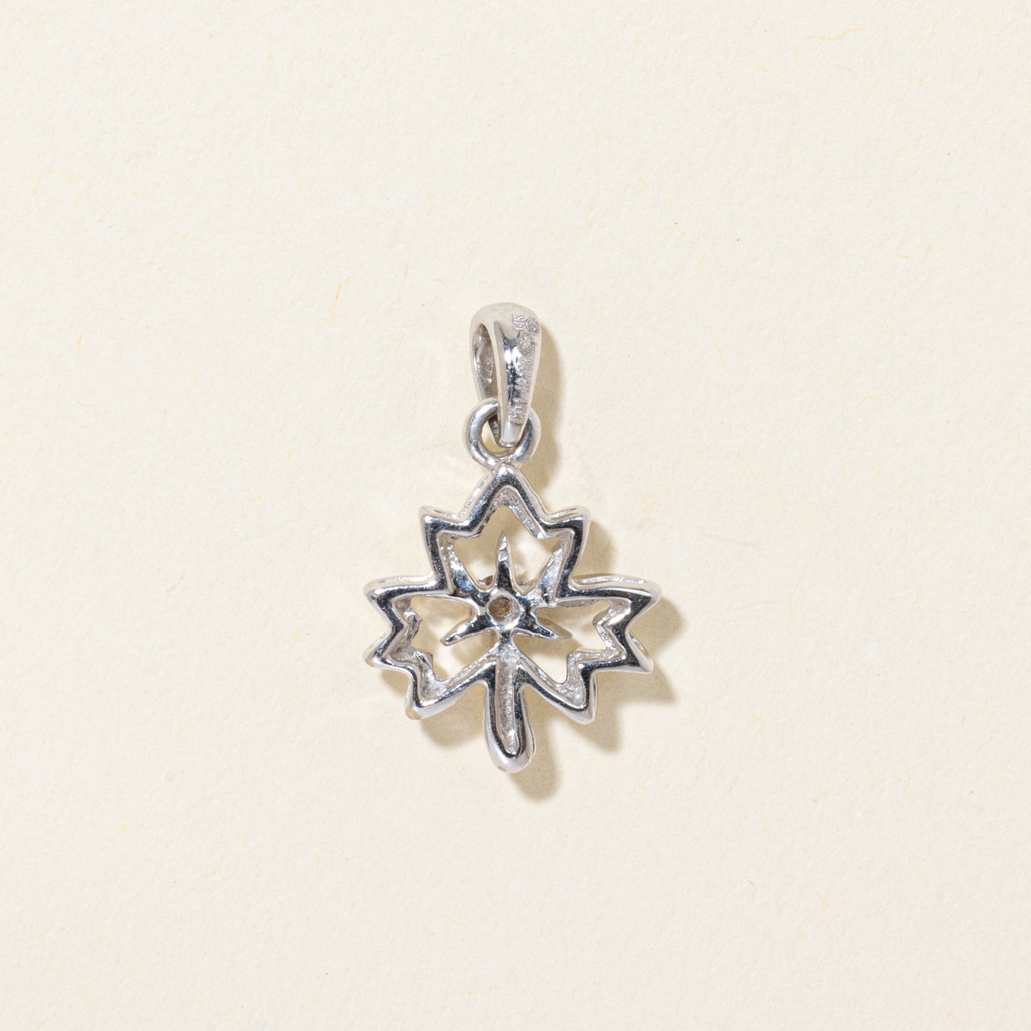 14k Single Stone Diamond Maple Leaf Charm | 0.06ct
