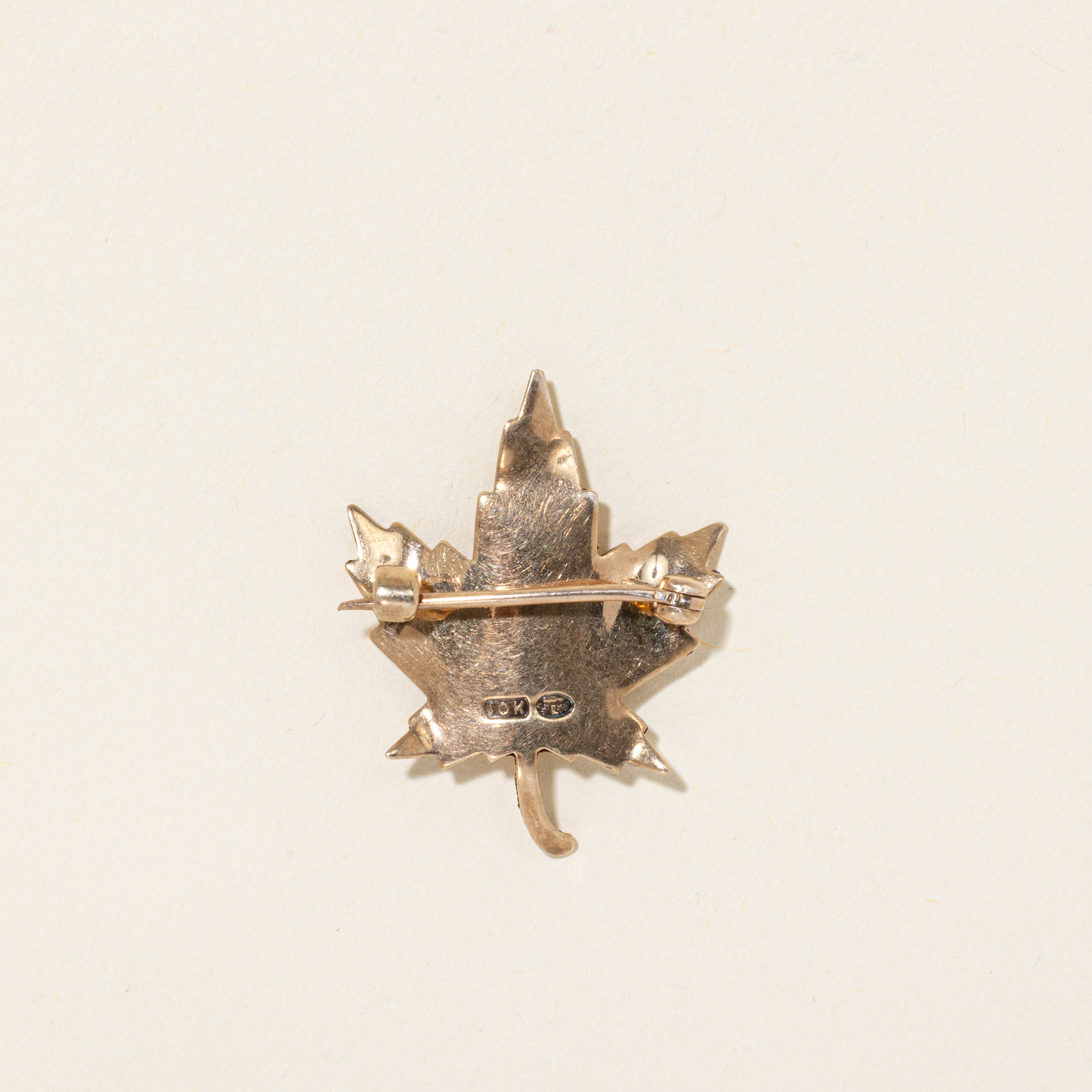 10k Two Tone Gold Textured Maple Leaf Brooch