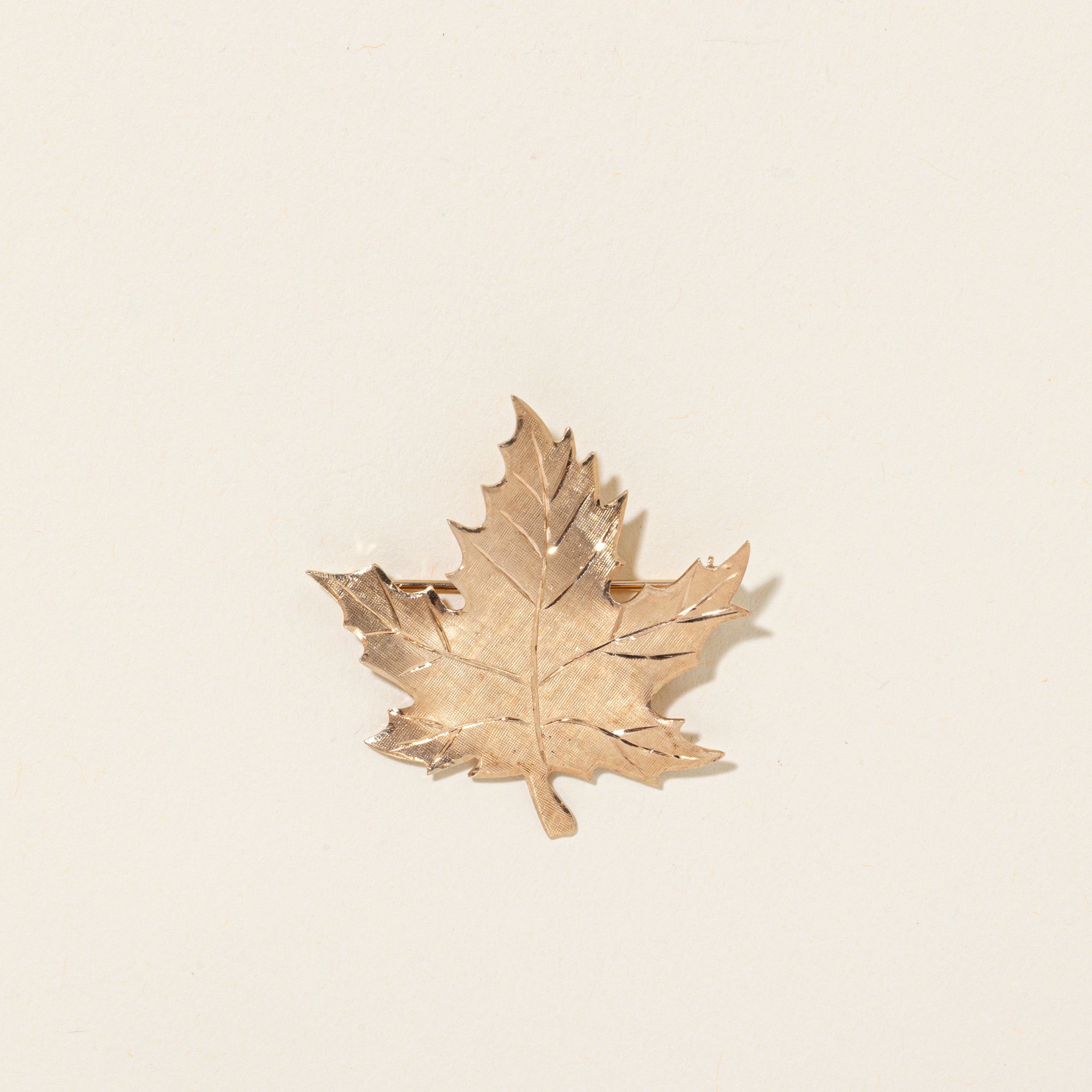 10k Yellow Gold Textured Maple Leaf Brooch