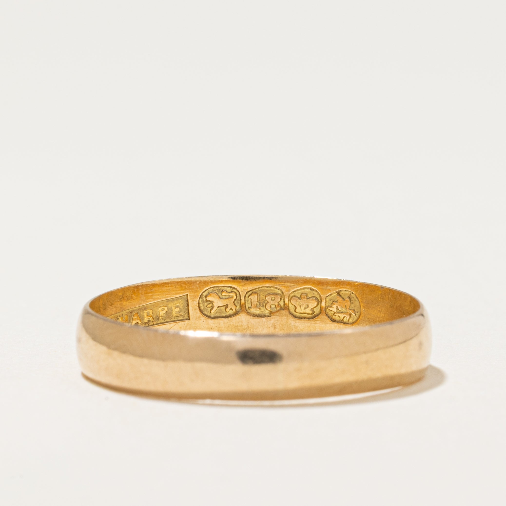 Vintage Canadian Pseudo Hallmarked 18k Yellow Gold Band | 4.5mm | SZ 8.5