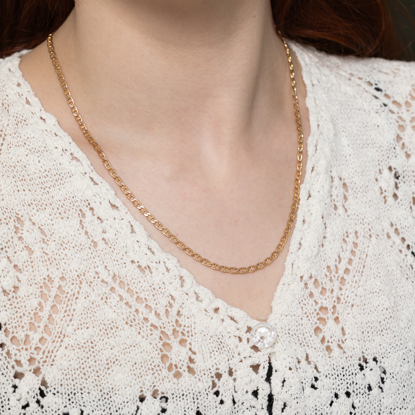 Italian 10K Rosey Yellow Gold Anchor/Curb Chain | 20"
