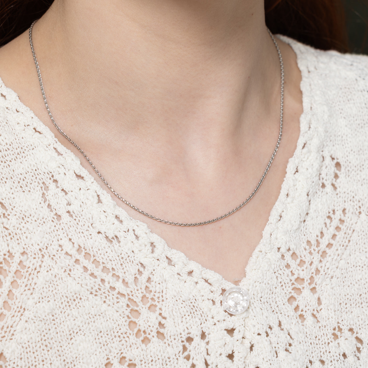 14K White Gold Thin Wheat Chain | 18"