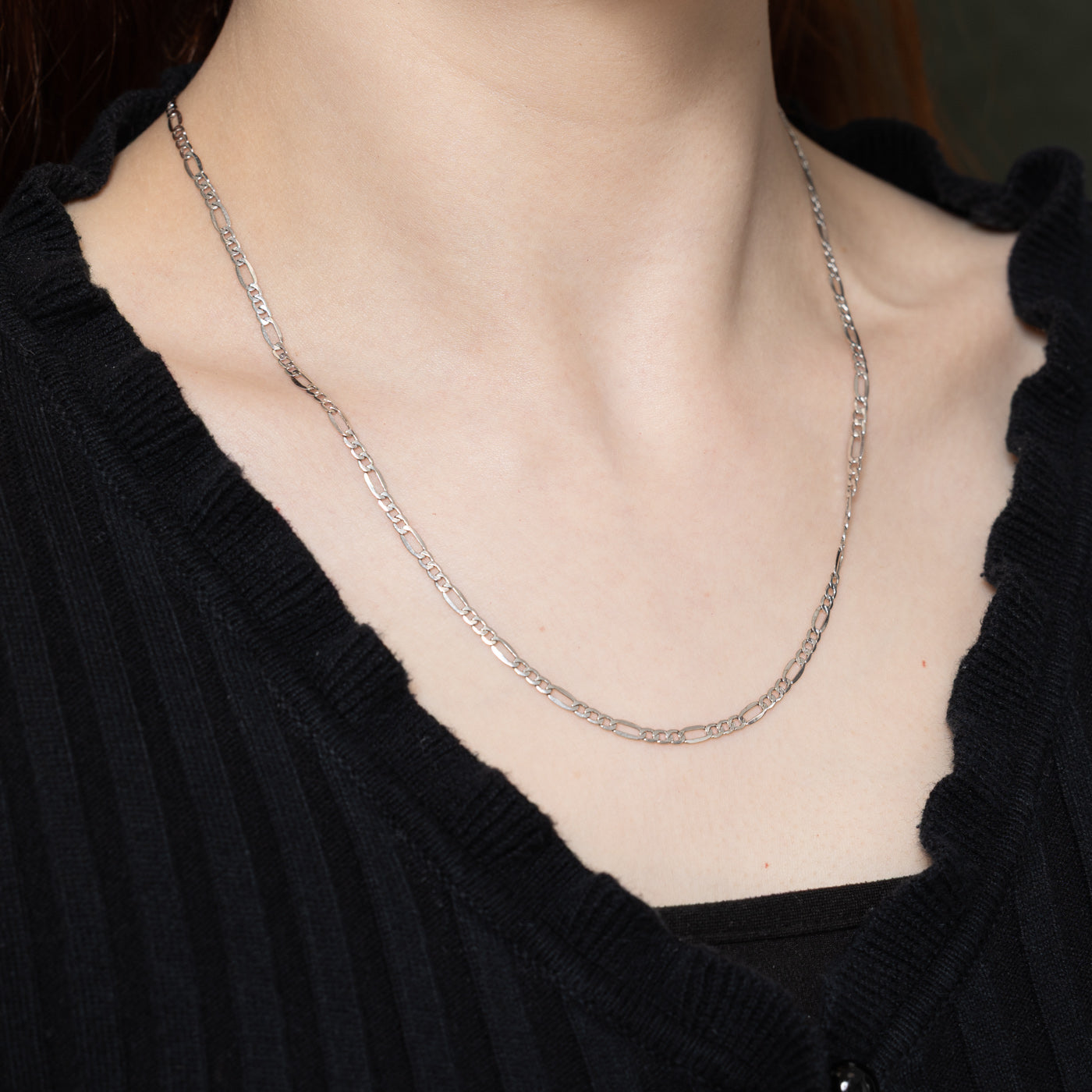 18K White Gold Figaro Chain | 19.5"