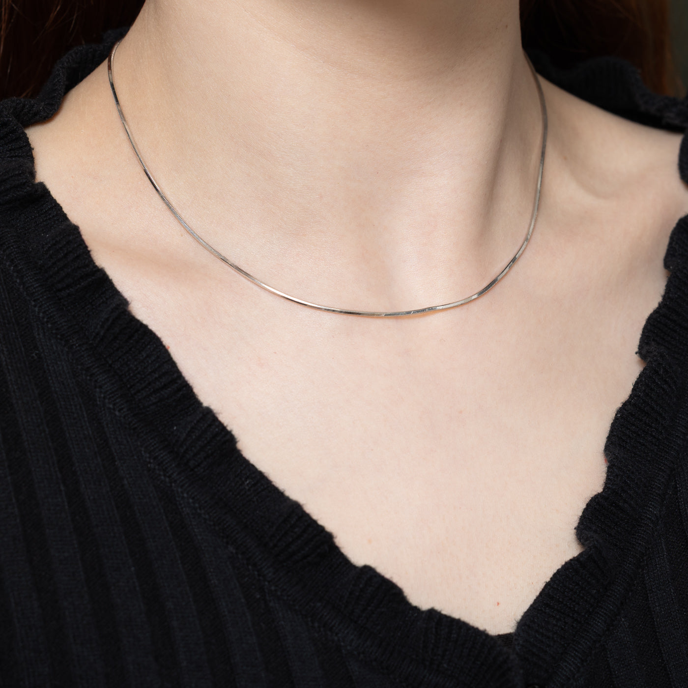 14K White Gold Thin Snake Chain | 16"