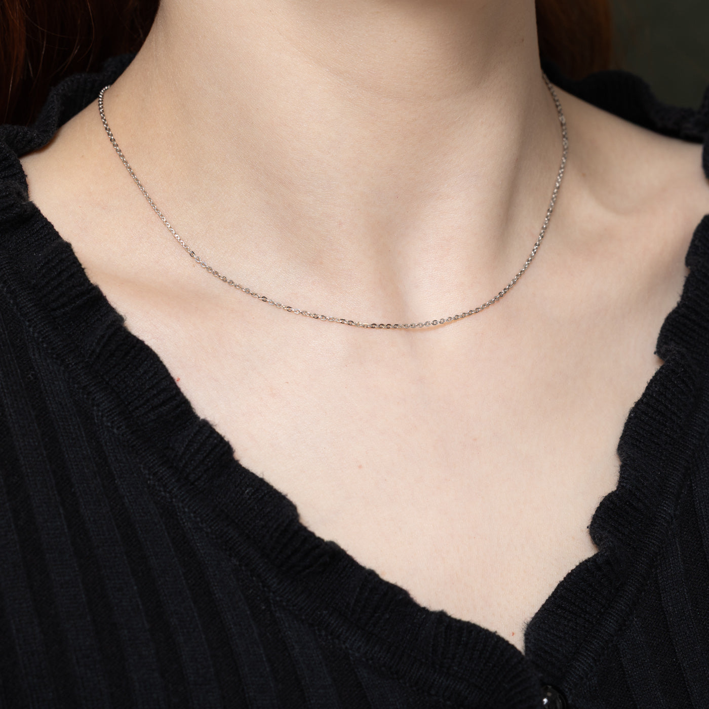 18K White Gold Cable Link Chain | 16"