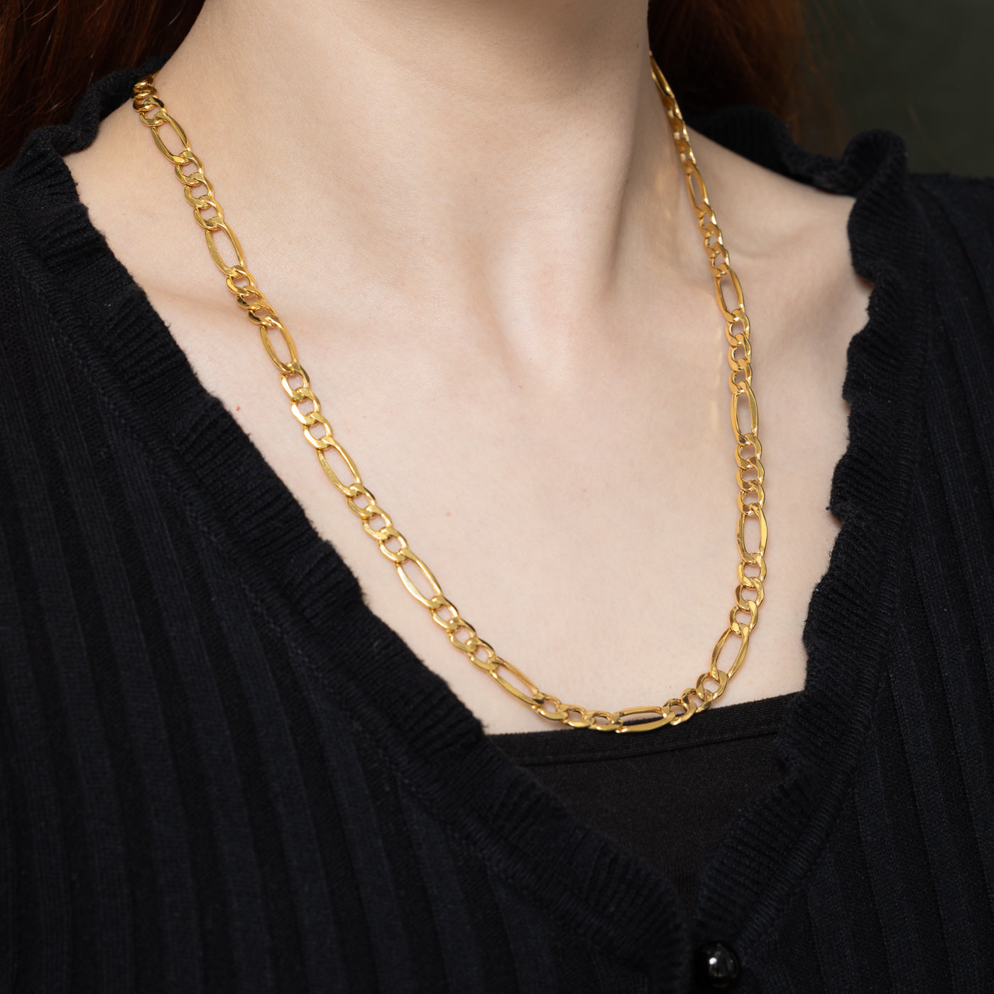 Italian 10K Rich Yellow Gold Figaro Chain | 22"