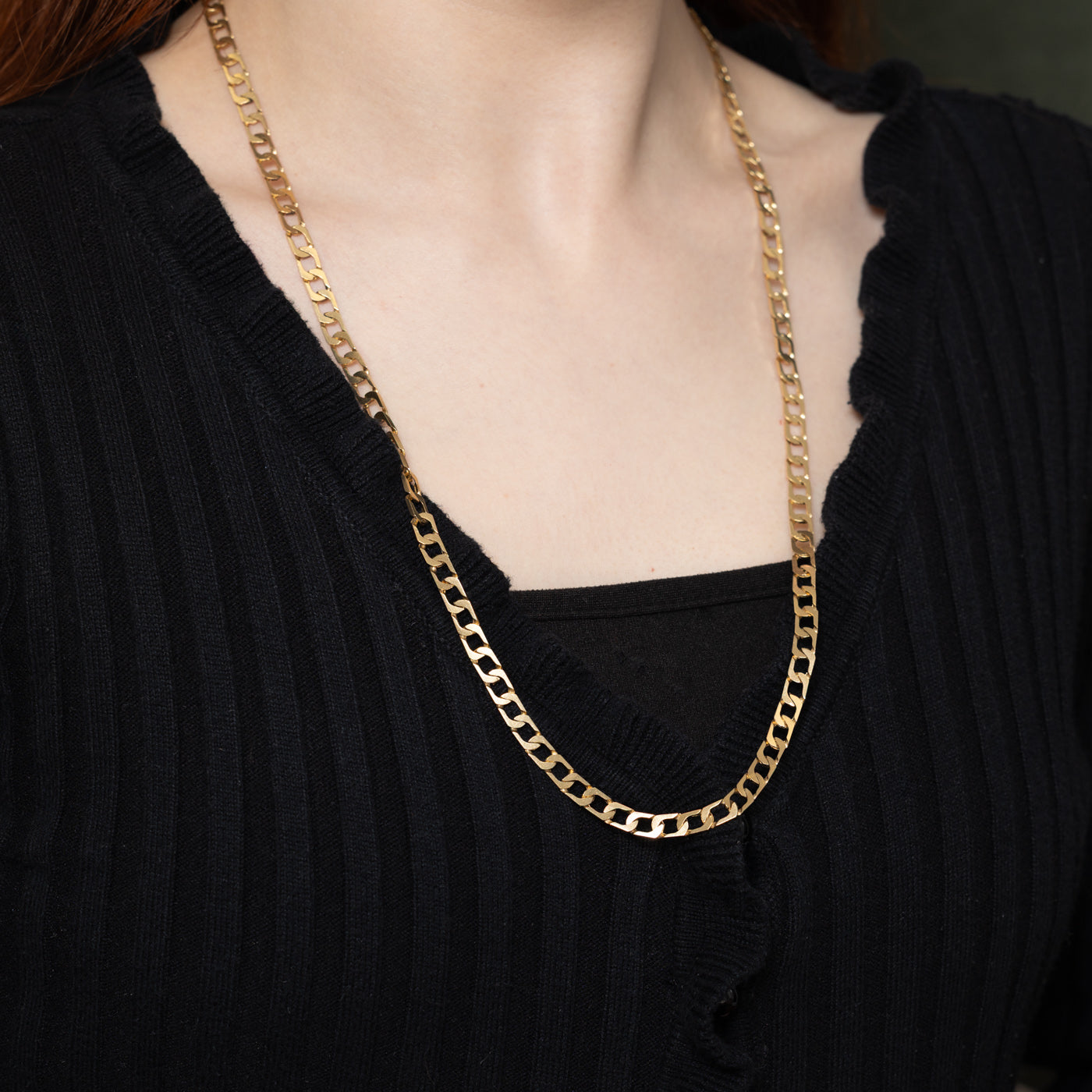 10K Yellow Gold Soft Squared Curb Link Chain | 25.5"