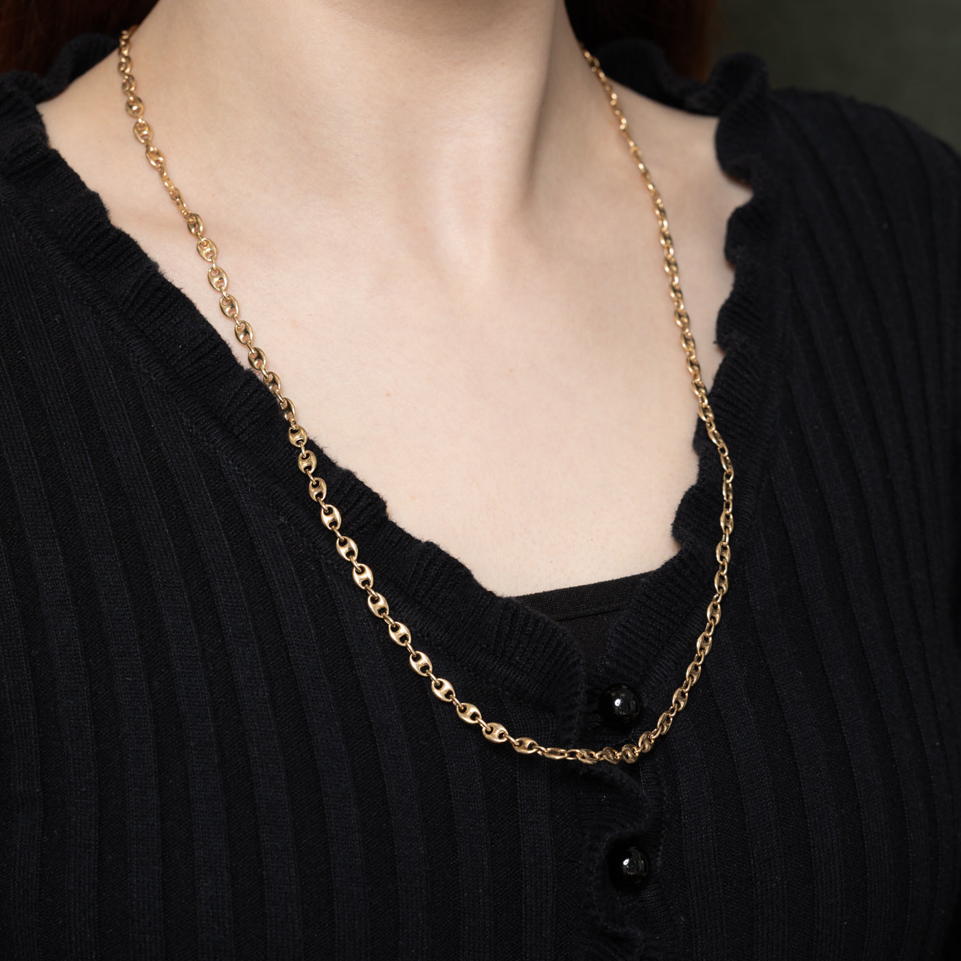 10K Yellow Gold Puffed Anchor Chain | 26"