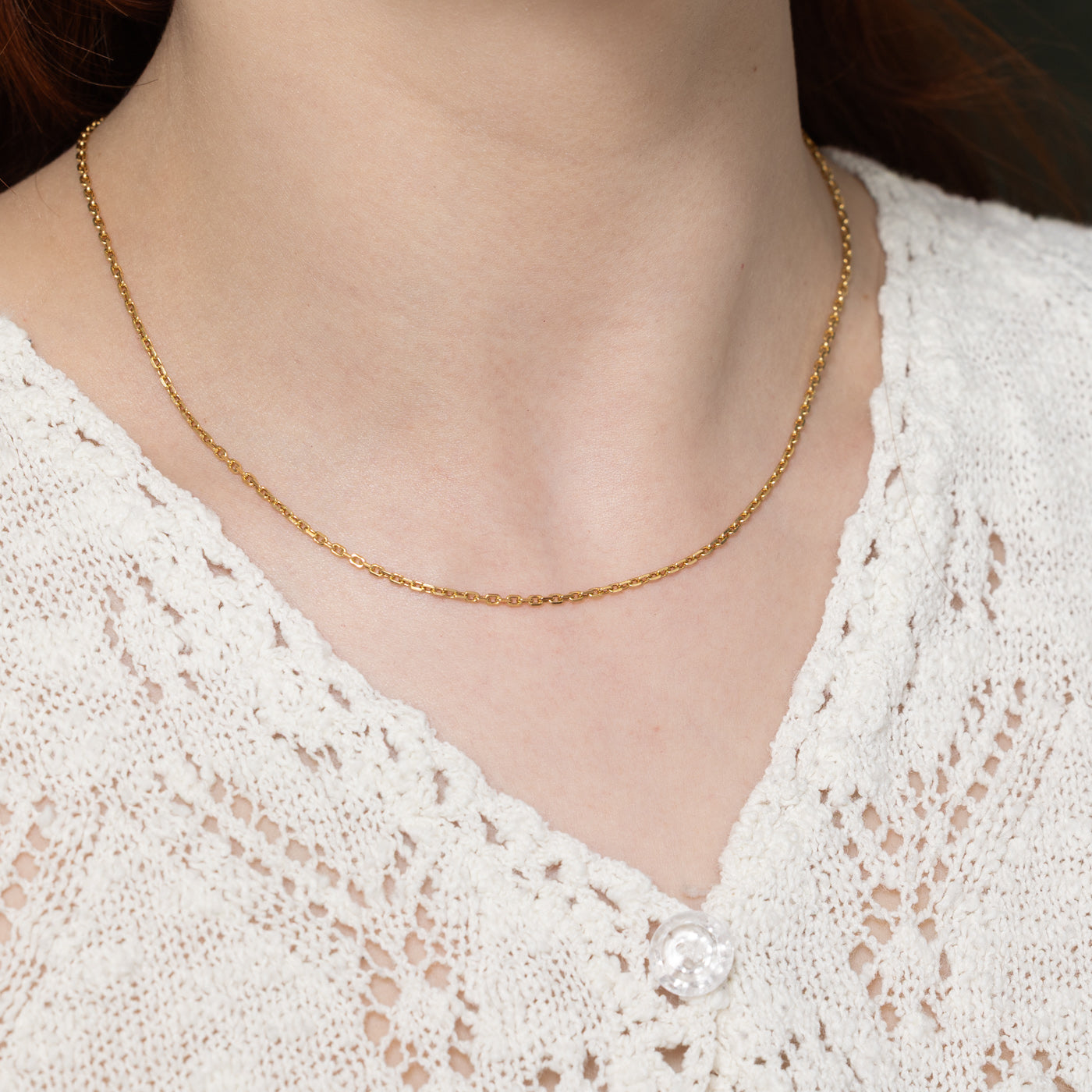 Italian 18K Yellow Gold Cable Link Chain | 16"