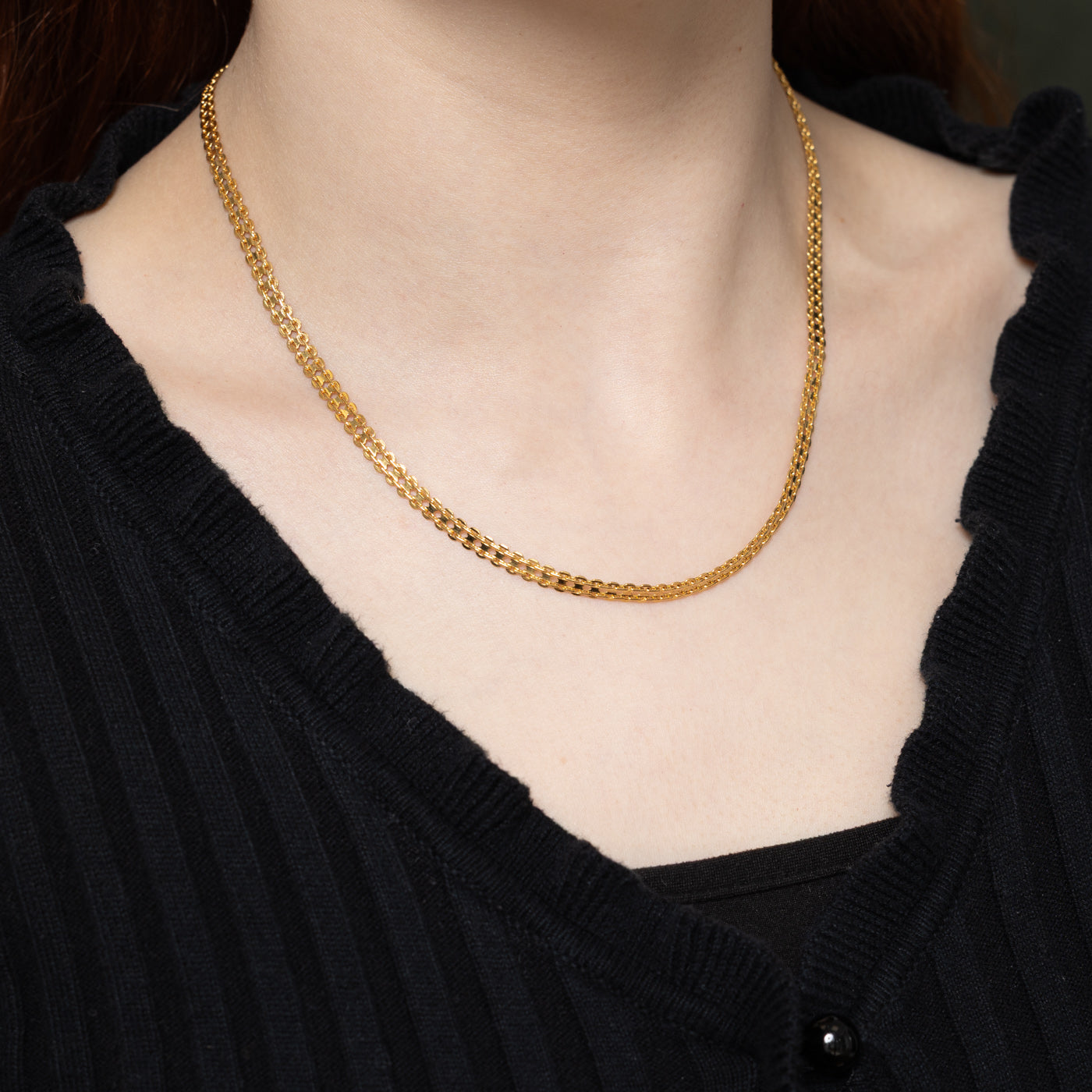 14K Yellow Gold Flat Link Chain | 17.5"