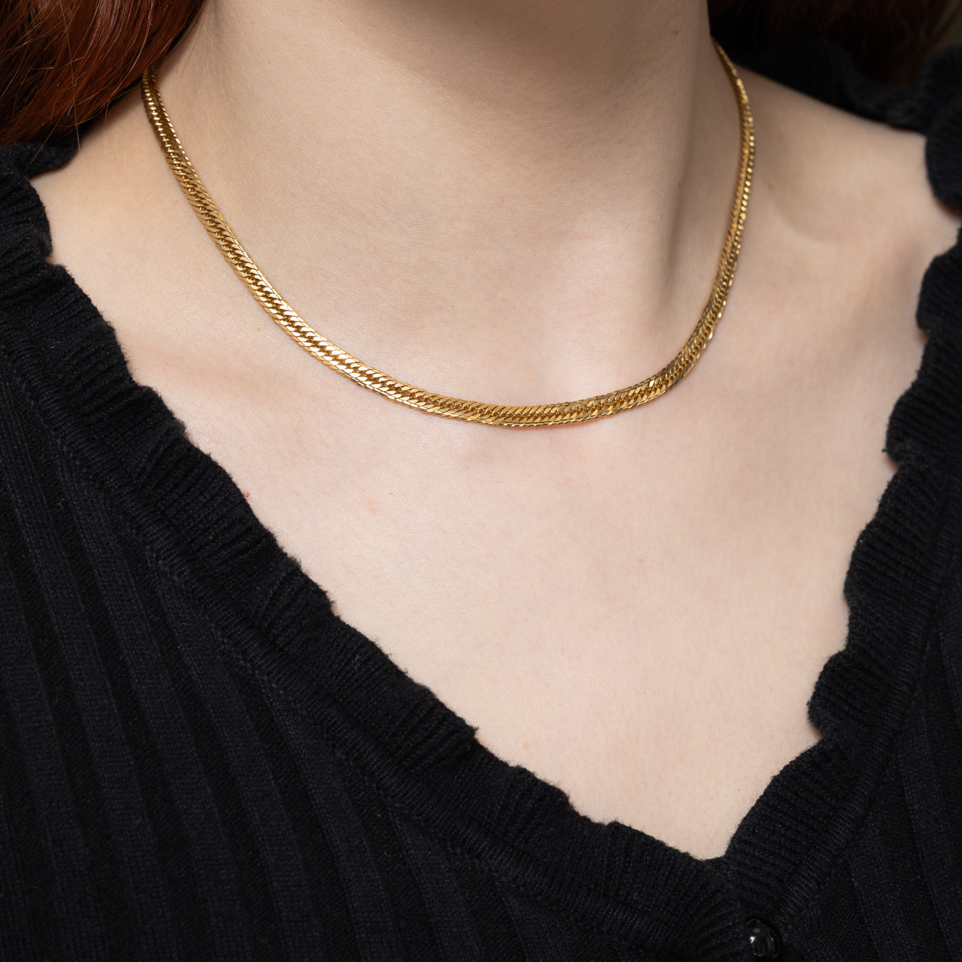 18K Yellow Gold Herringbone Link Chain | 15.5"