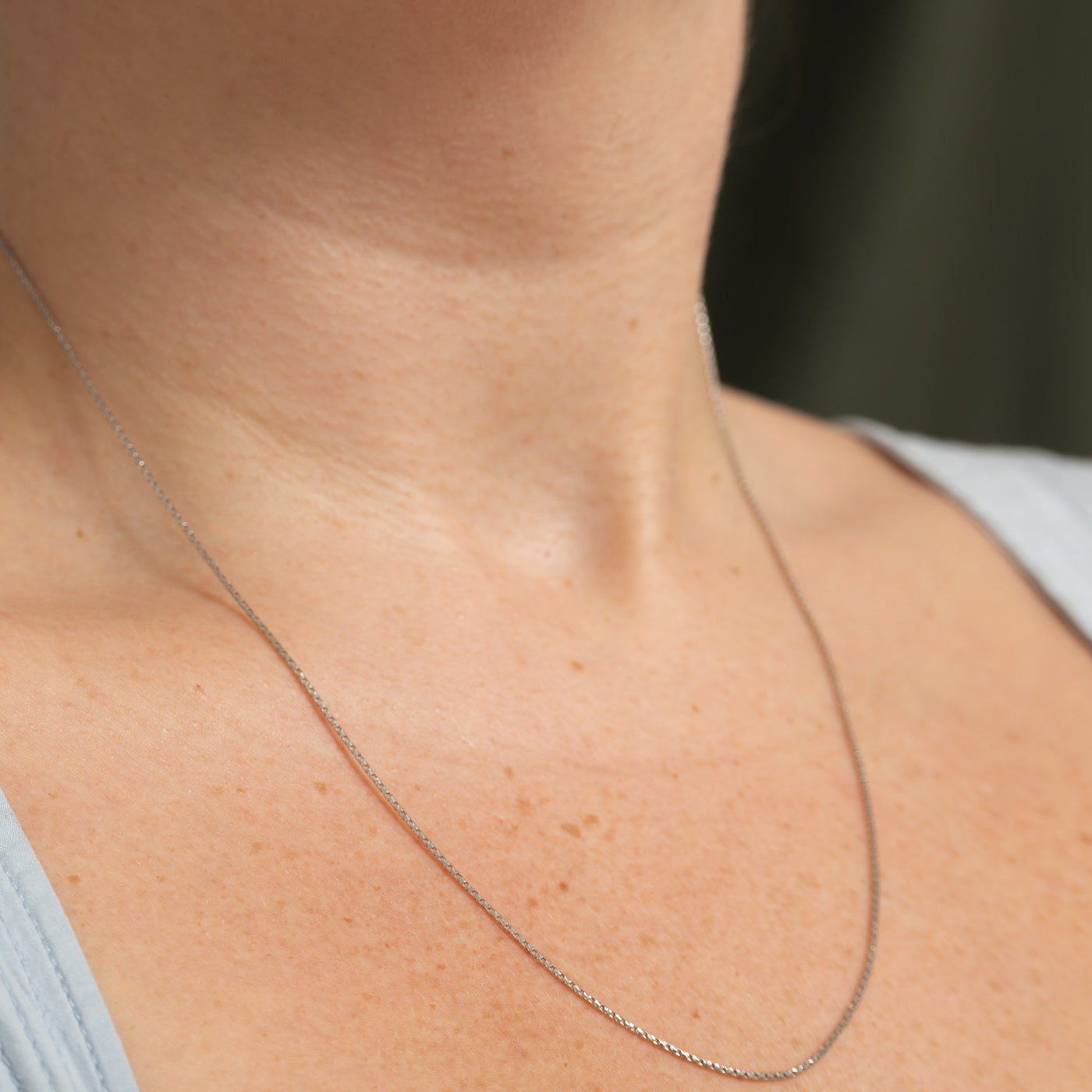 10k White Gold Box Link Chain | 20"