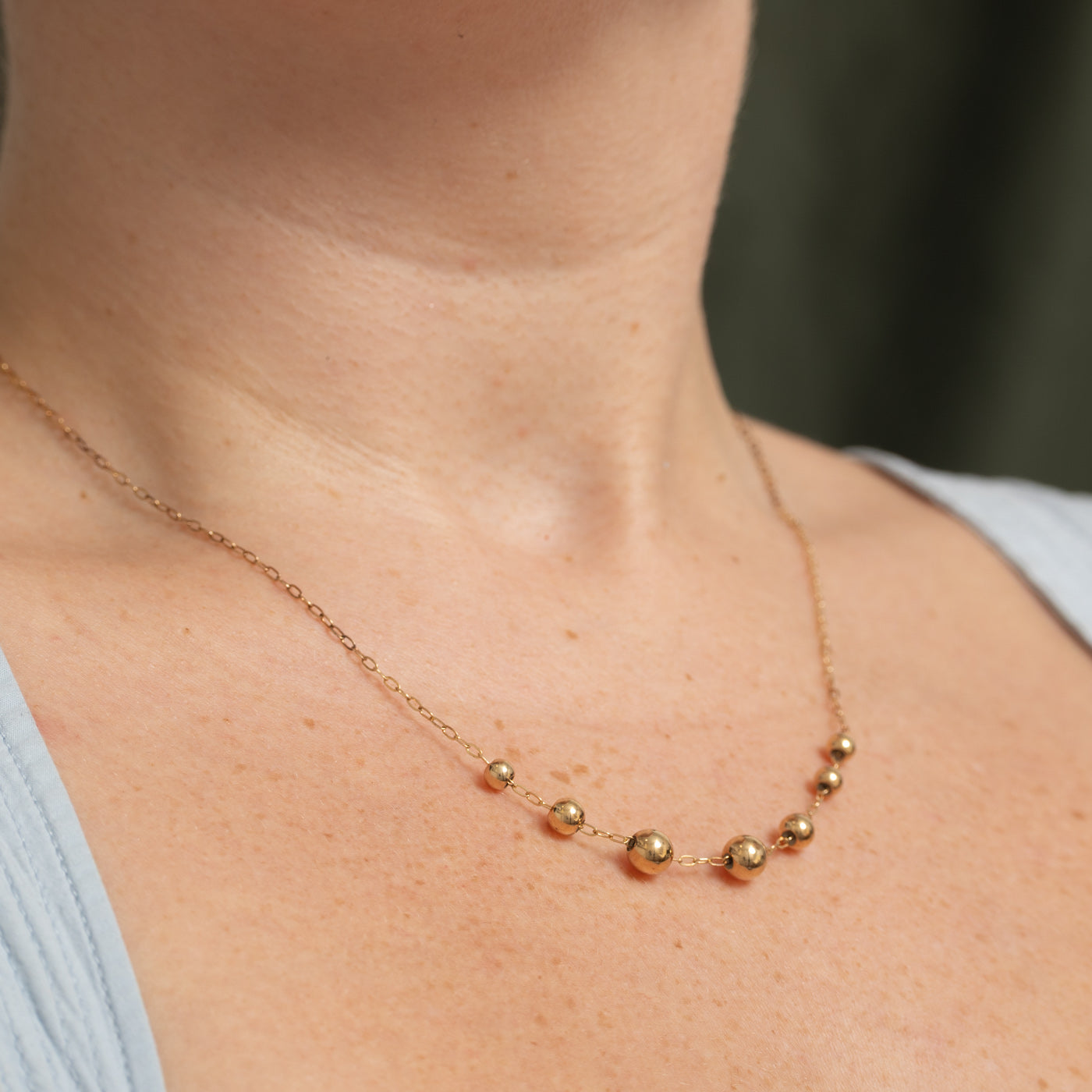 14k Yellow Gold Bauble Satellite Necklace | 20"