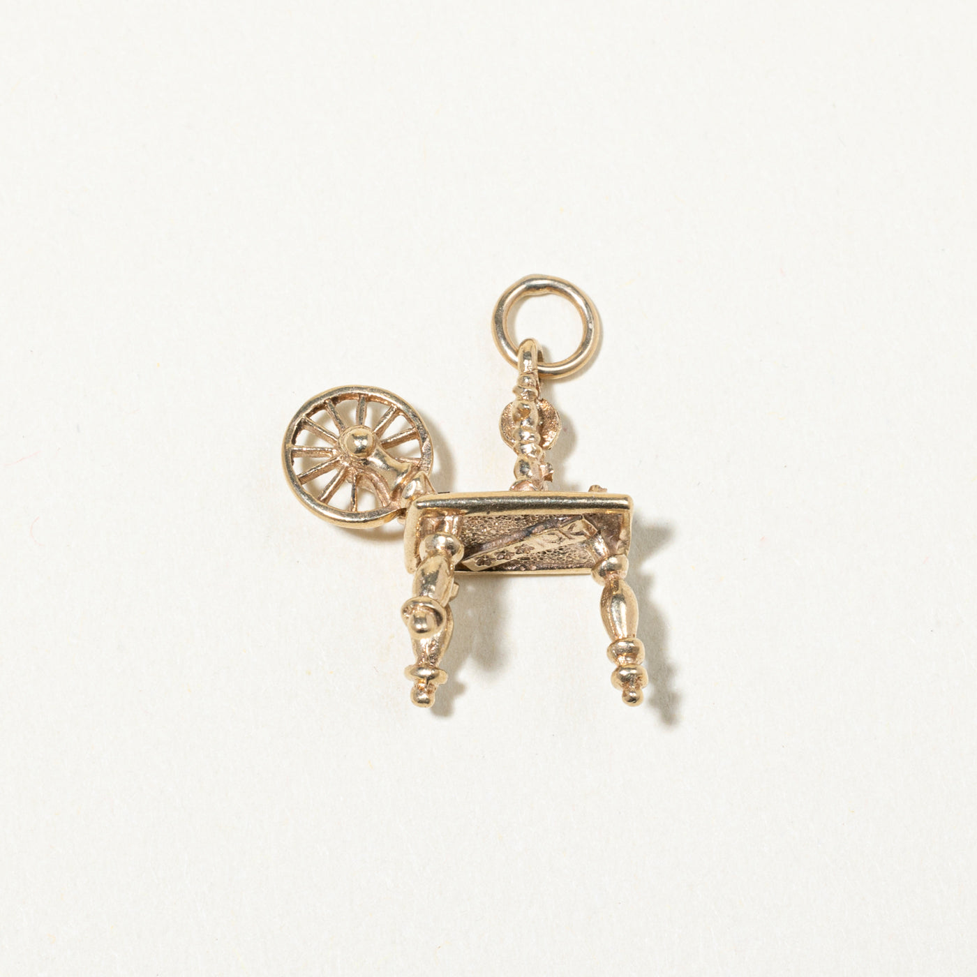 10k Yellow Gold Spinning Wheel Charm