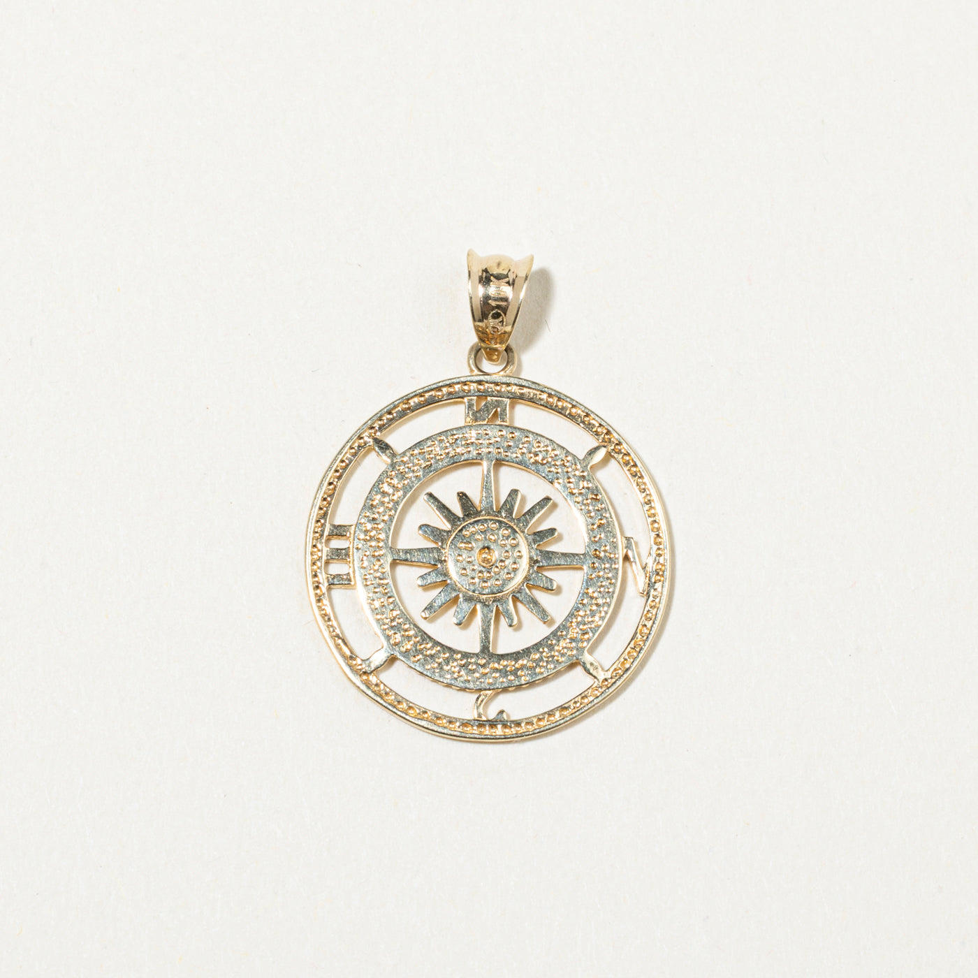 10k Yellow Gold Compass Pendant
