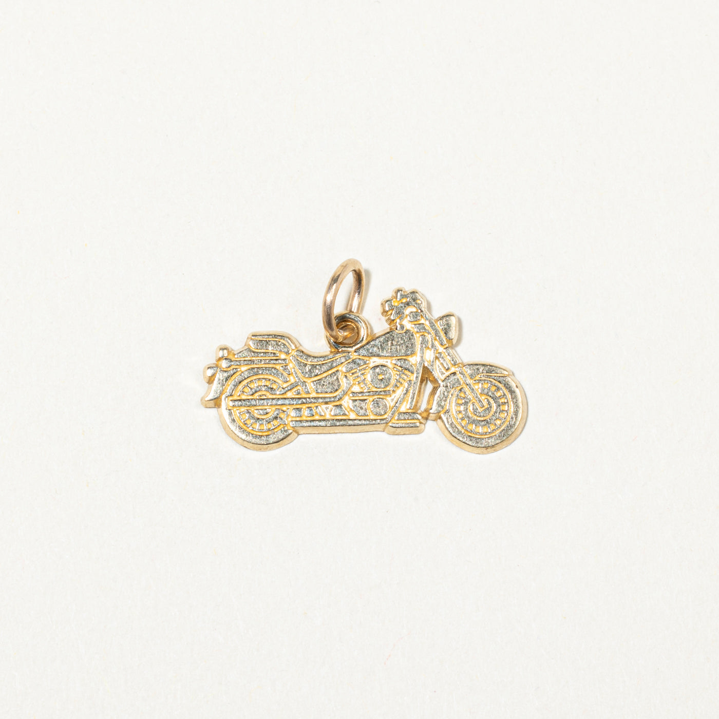 10k Yellow Gold Engraved Motocycle Charm