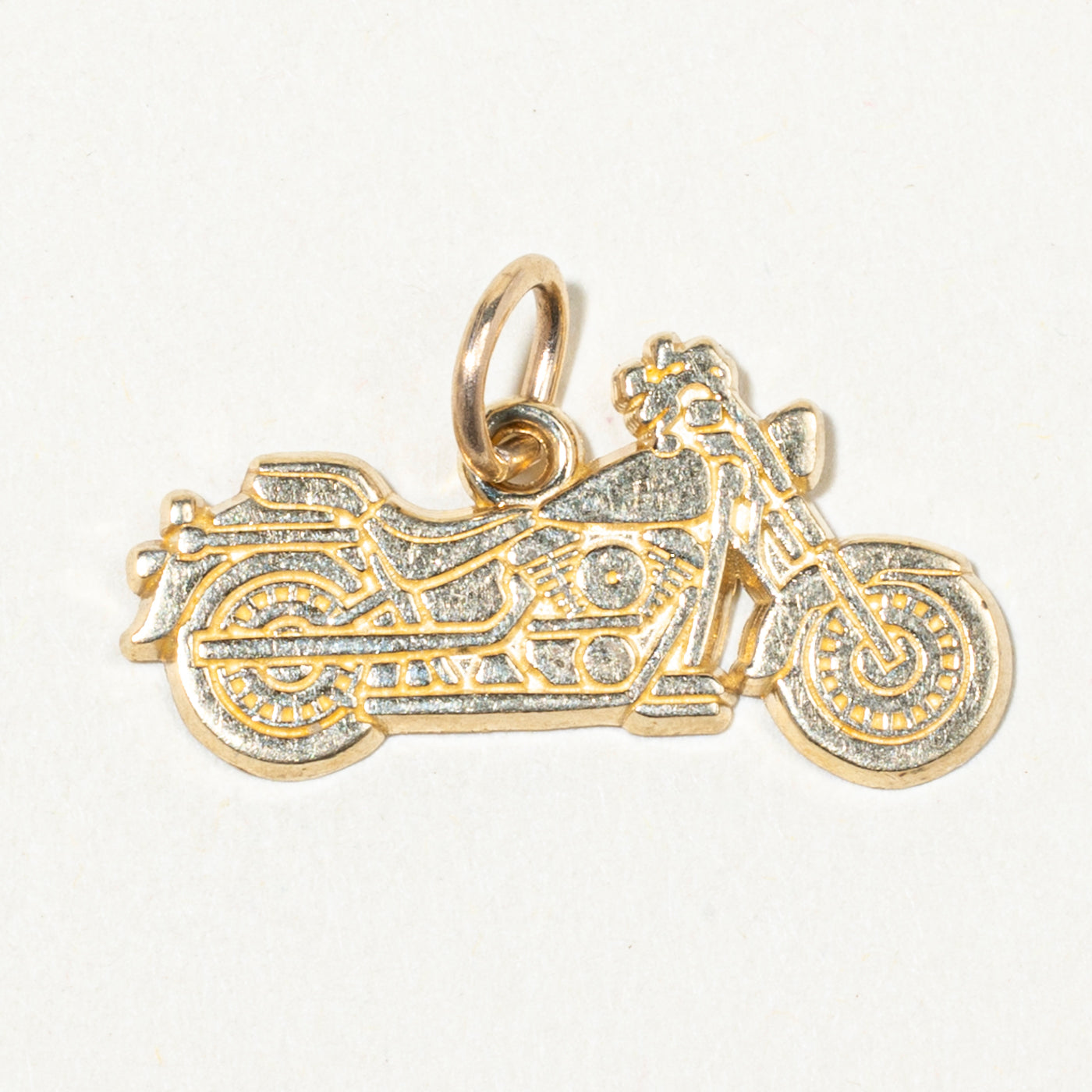 10k Yellow Gold Engraved Motocycle Charm