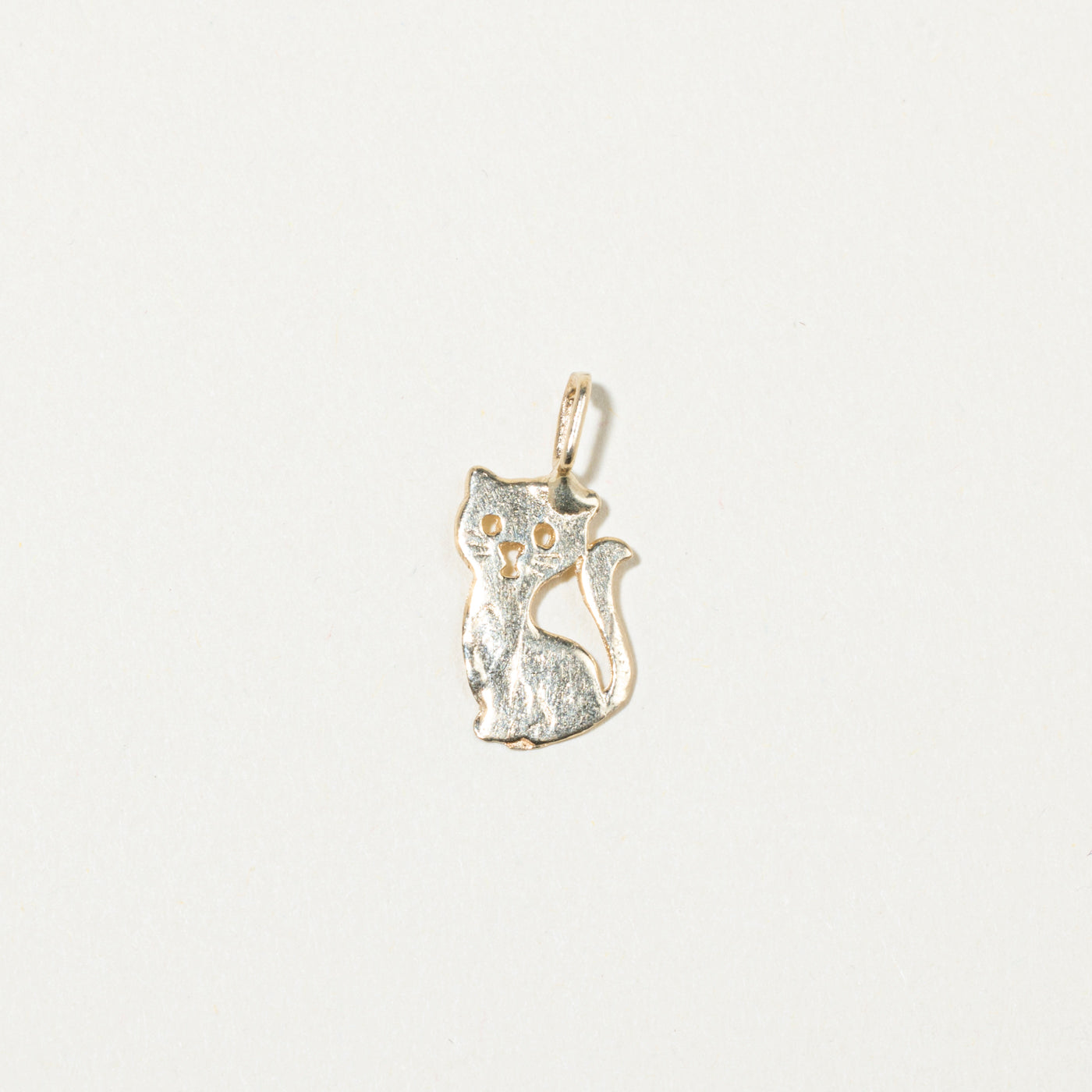 14k Yellow Gold Cat Charm