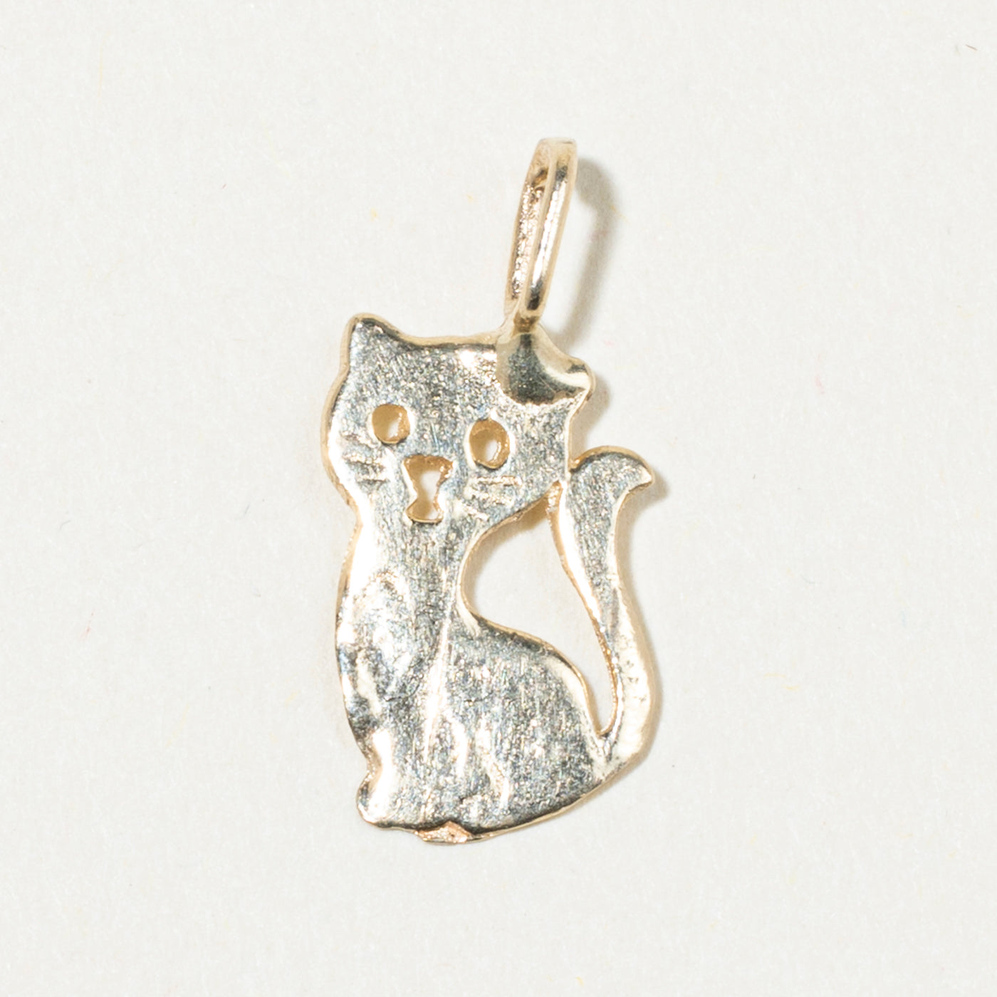 14k Yellow Gold Cat Charm