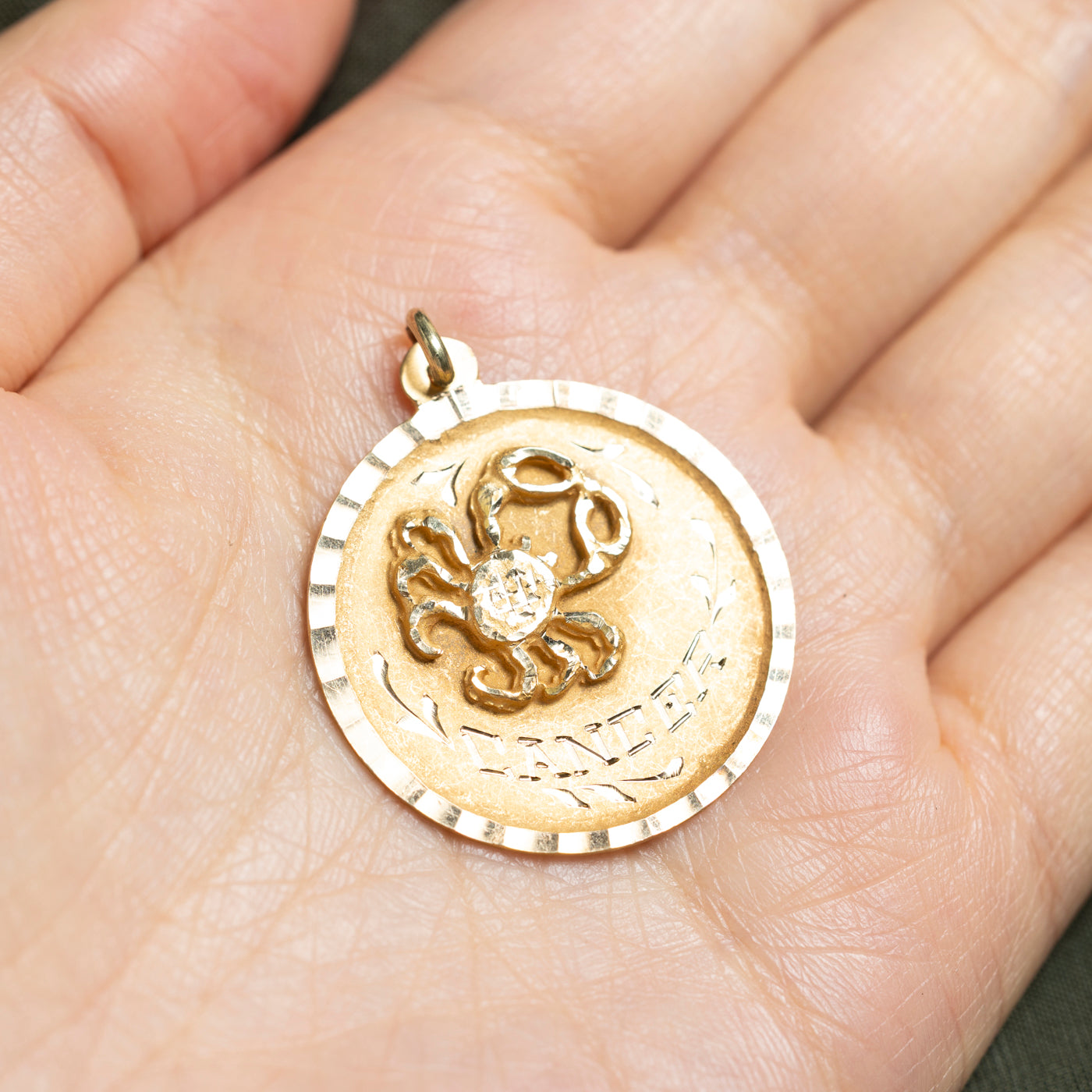 14k Yellow Gold Cancer Zodiac Charm