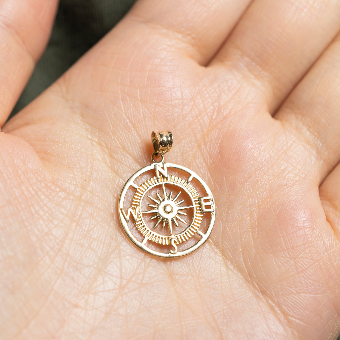 10k Yellow Gold Compass Pendant
