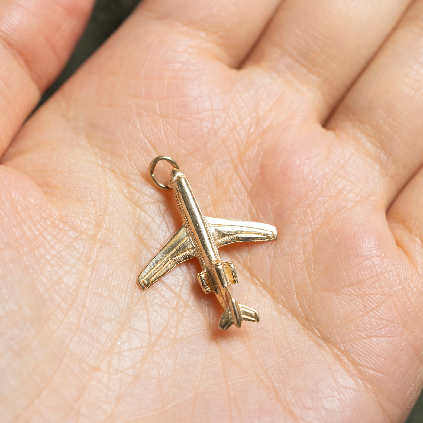 10k Yellow Gold Boeing 727 Airplane Charm