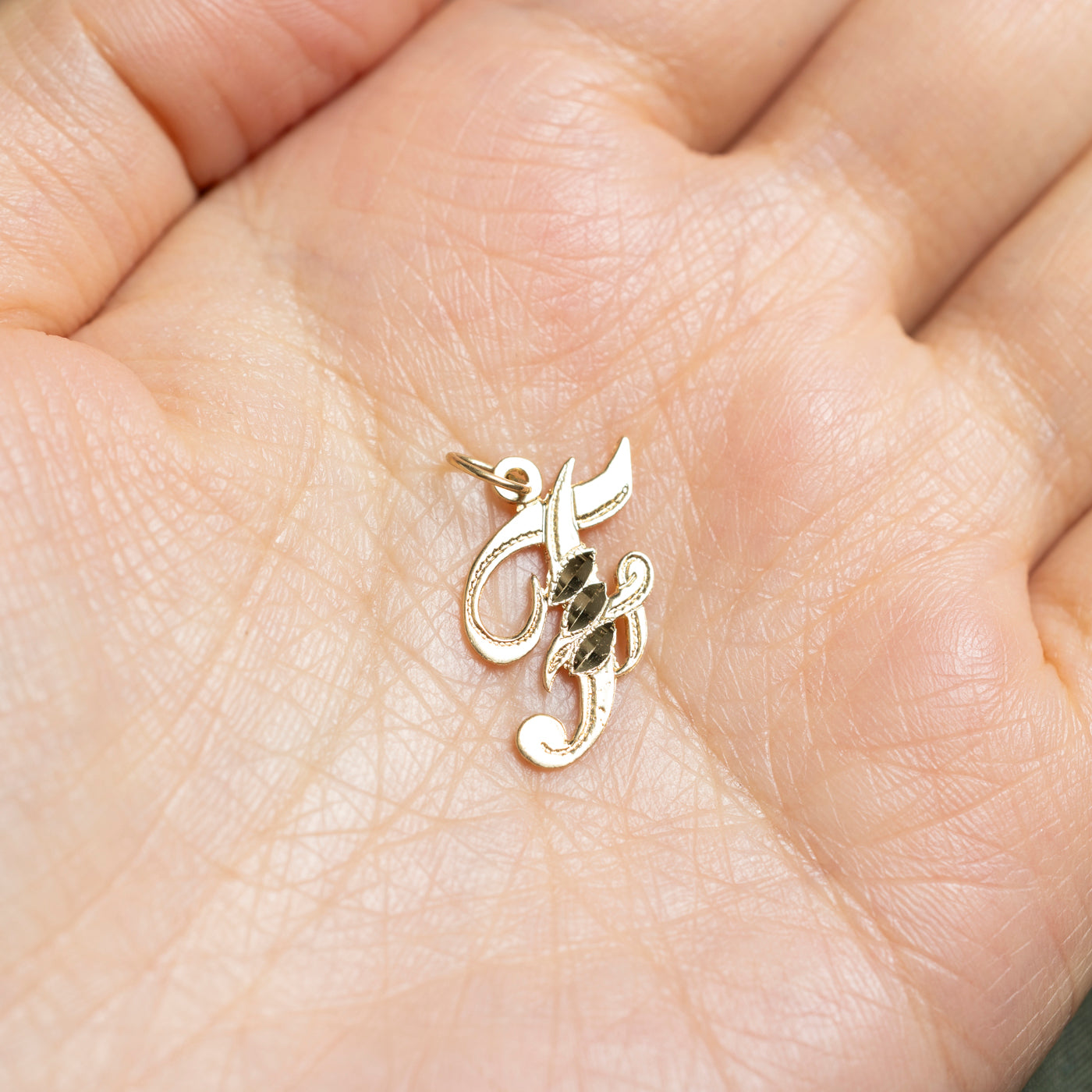 14k Yellow Gold "F" Initial Charm
