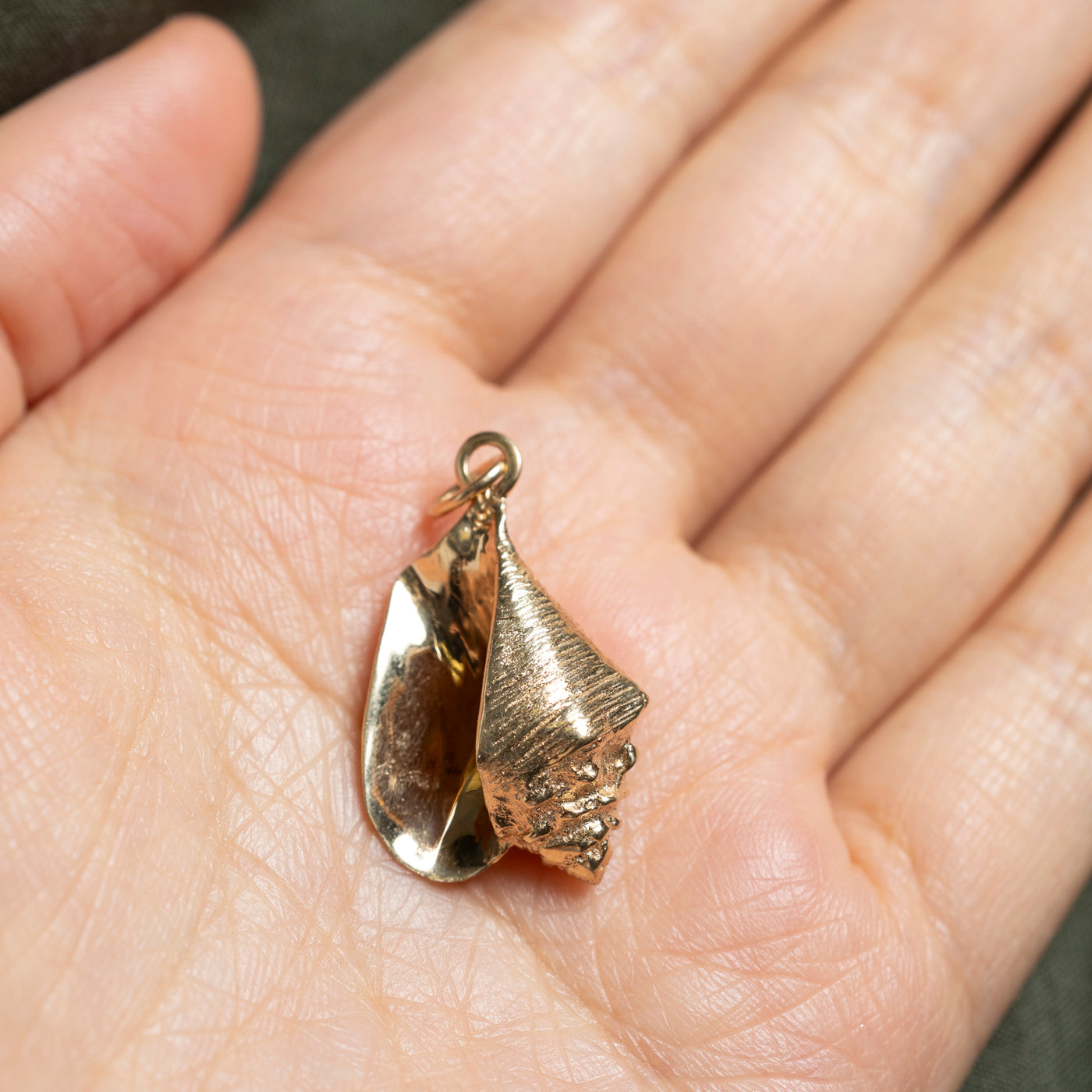 14k Yellow Gold Ocean Conch Shell Charm