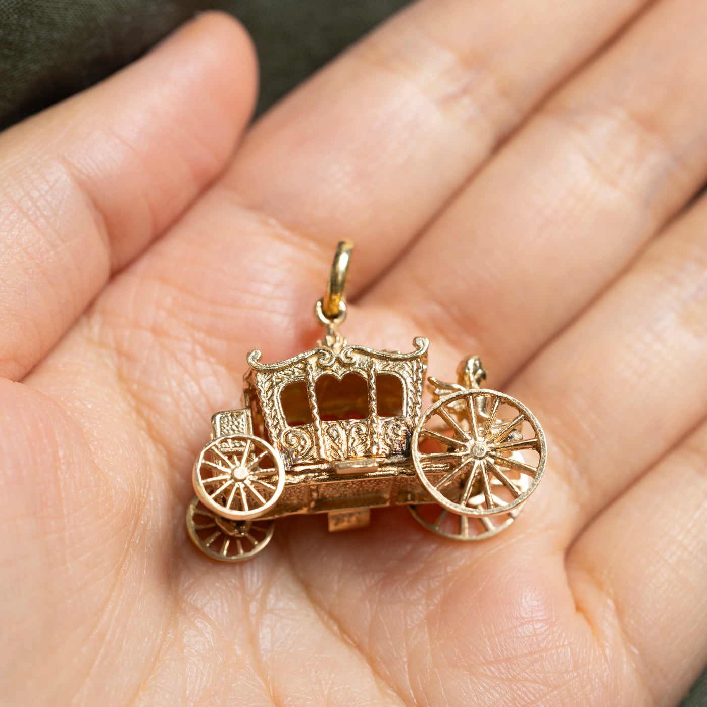 14k Yellow Gold Carriage Charm