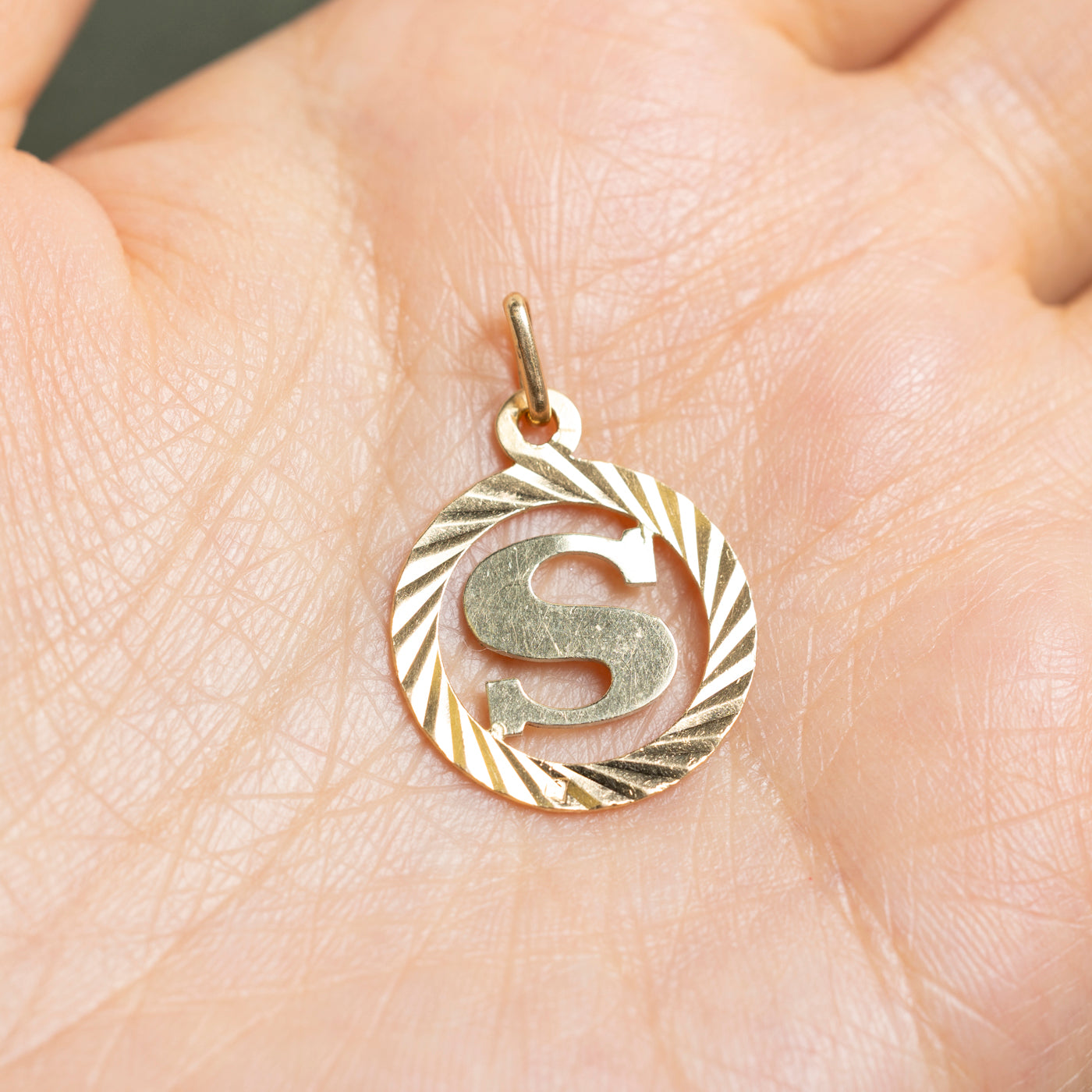 Vintage Italian 18k Yellow Gold Letter S Initial Charm