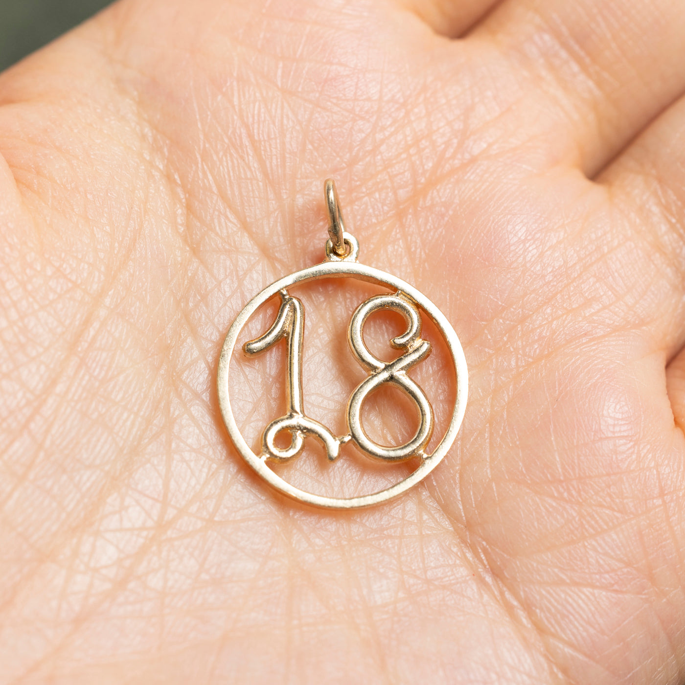 10k Yellow Gold Number 18 Charm