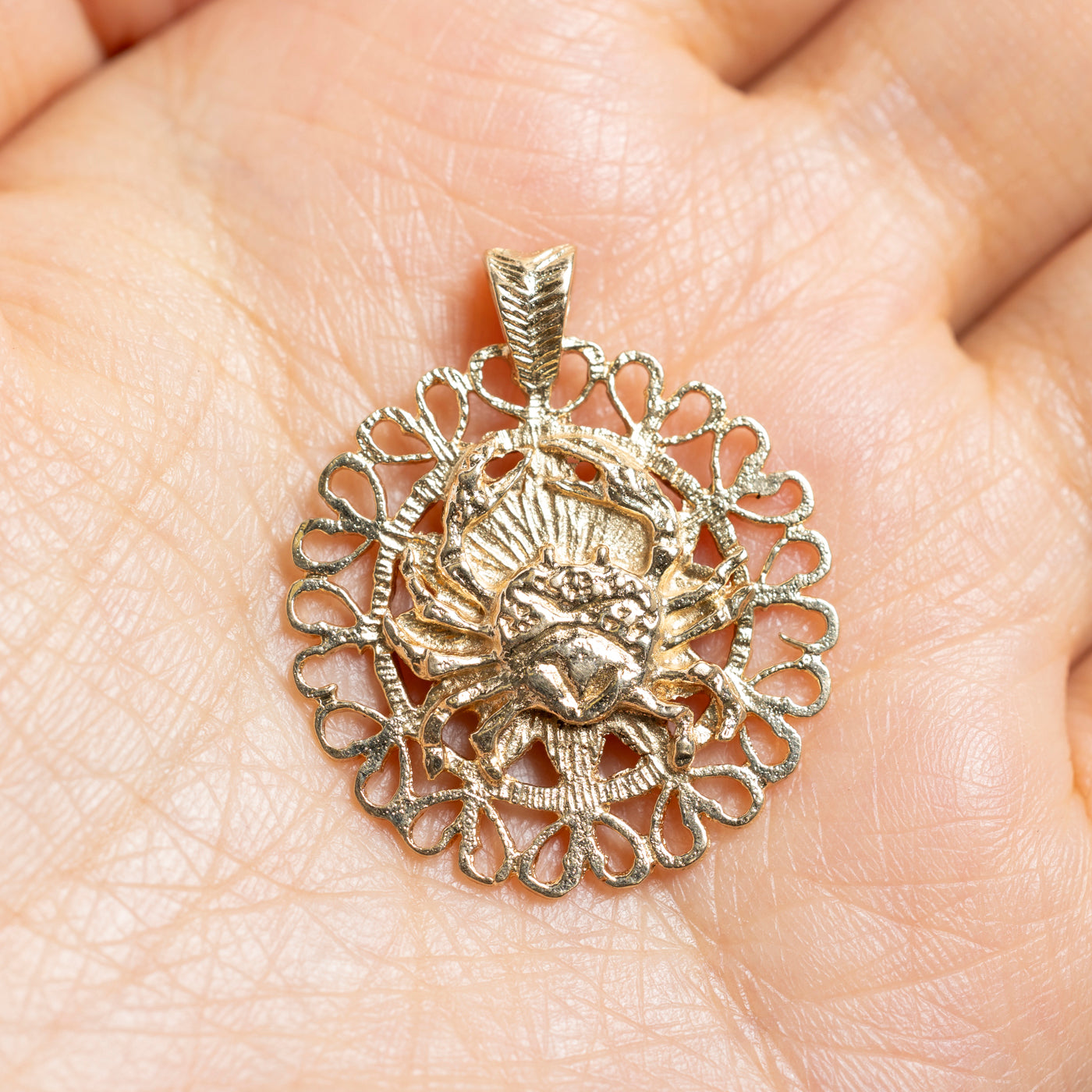 14k Yellow Gold Cancer Zodiac Pendant