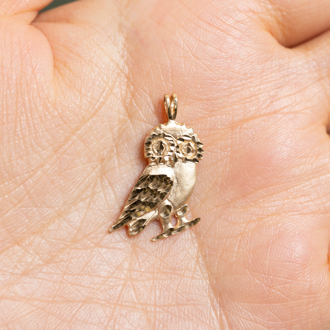 10k Yellow Gold Owl Pendant