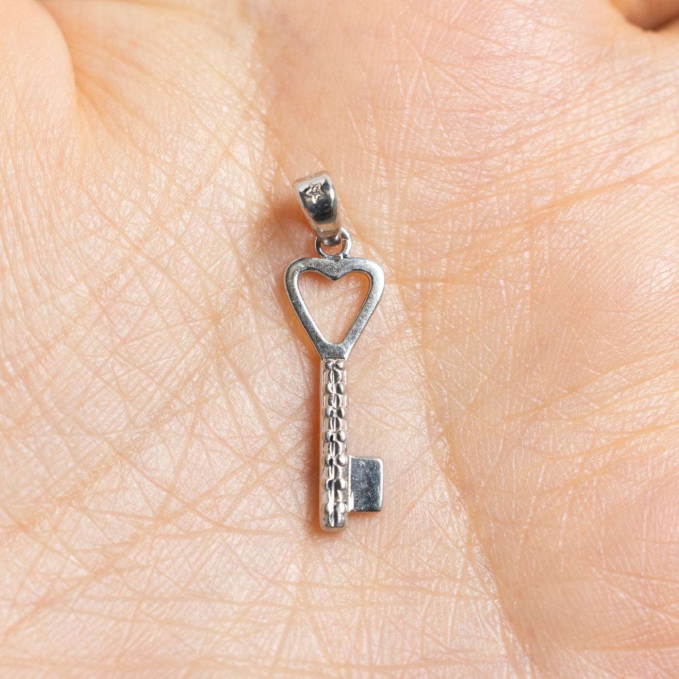 10k White Gold Key Pendant