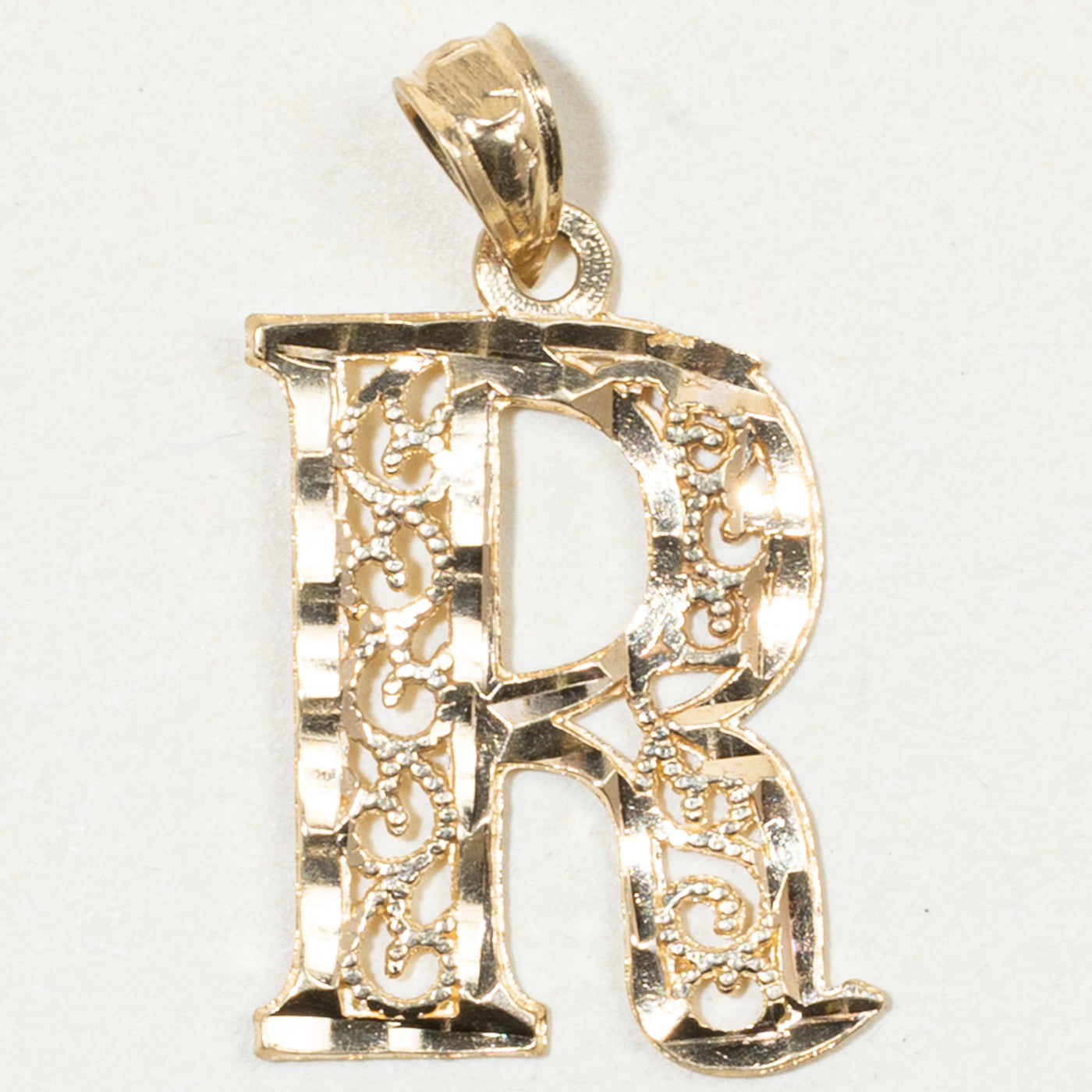 10k Yellow Gold "R" Initial Pendant