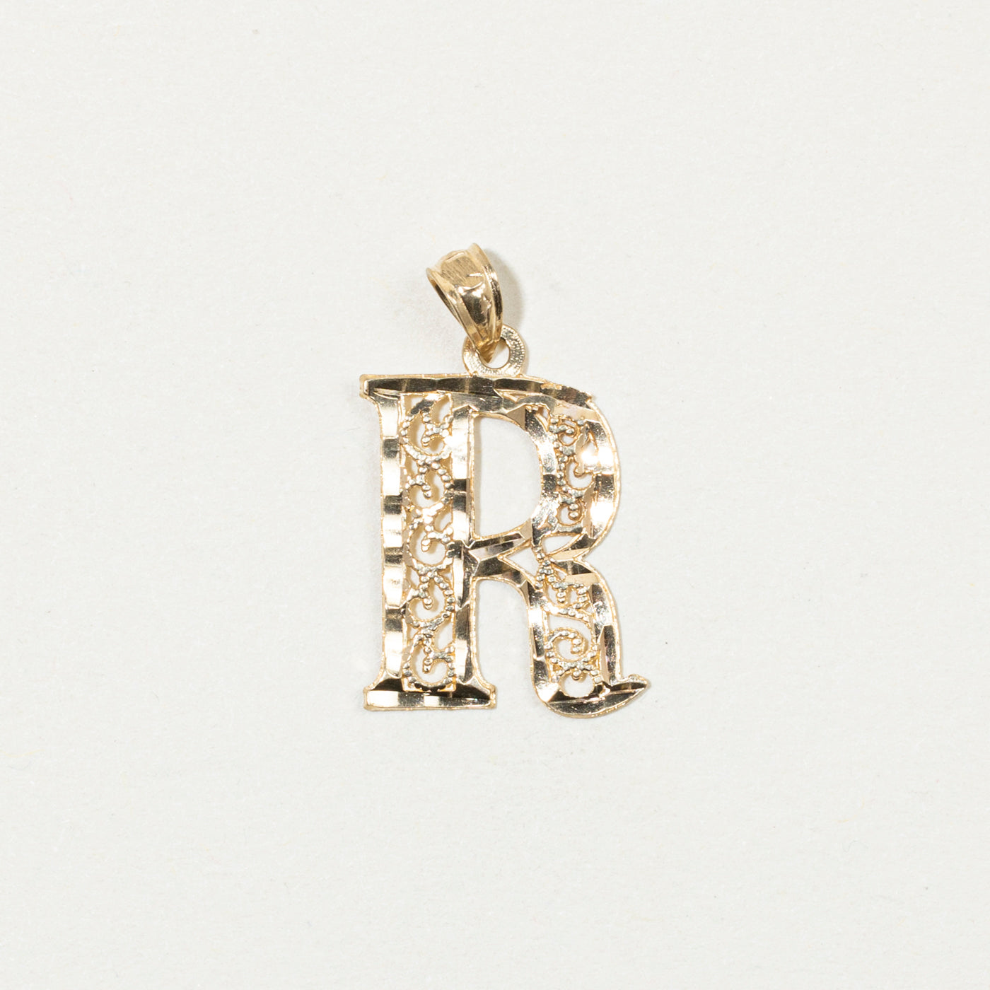 10k Yellow Gold "R" Initial Pendant