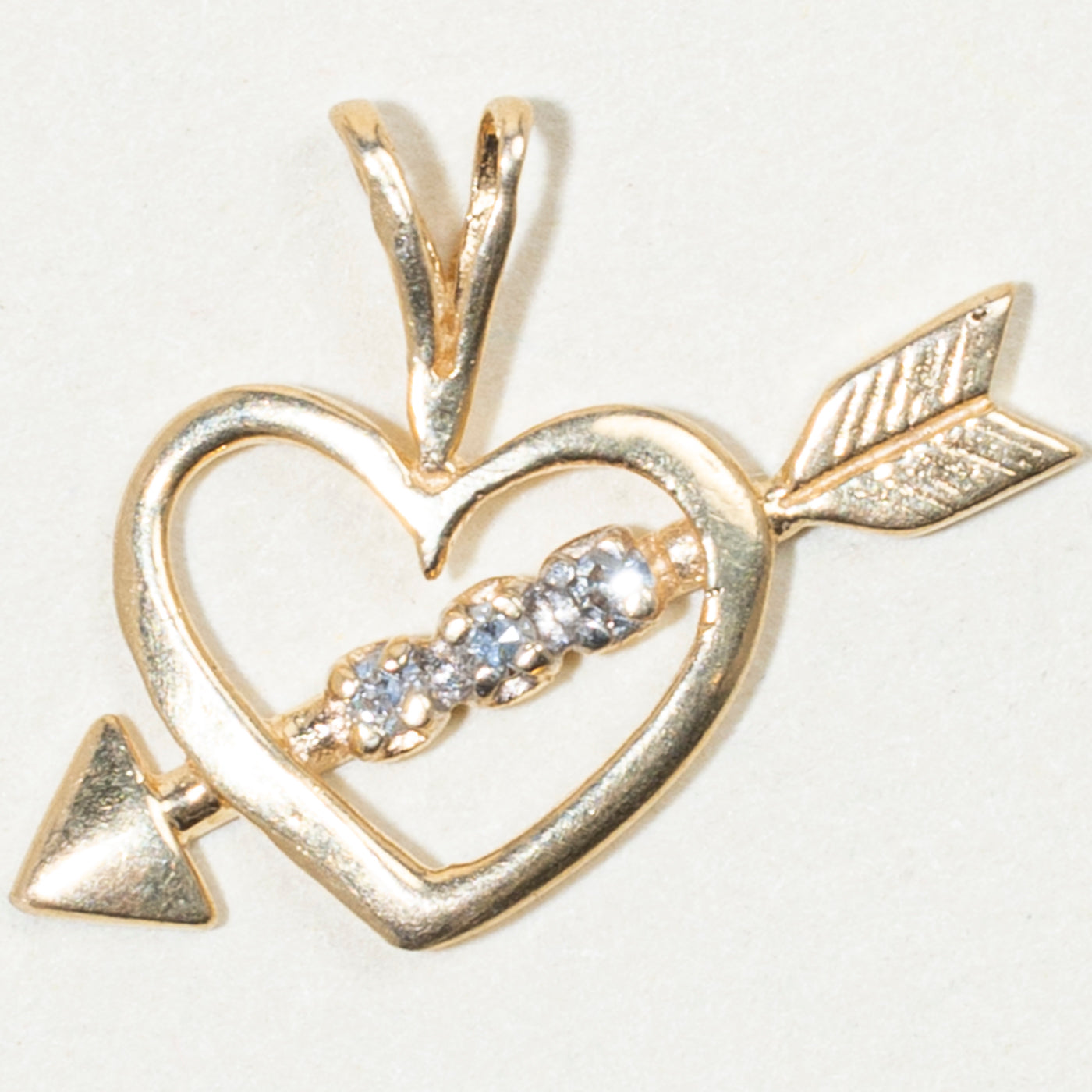 14K Yellow Gold Diamond Heart & Arrow Pendant | 0.03ct