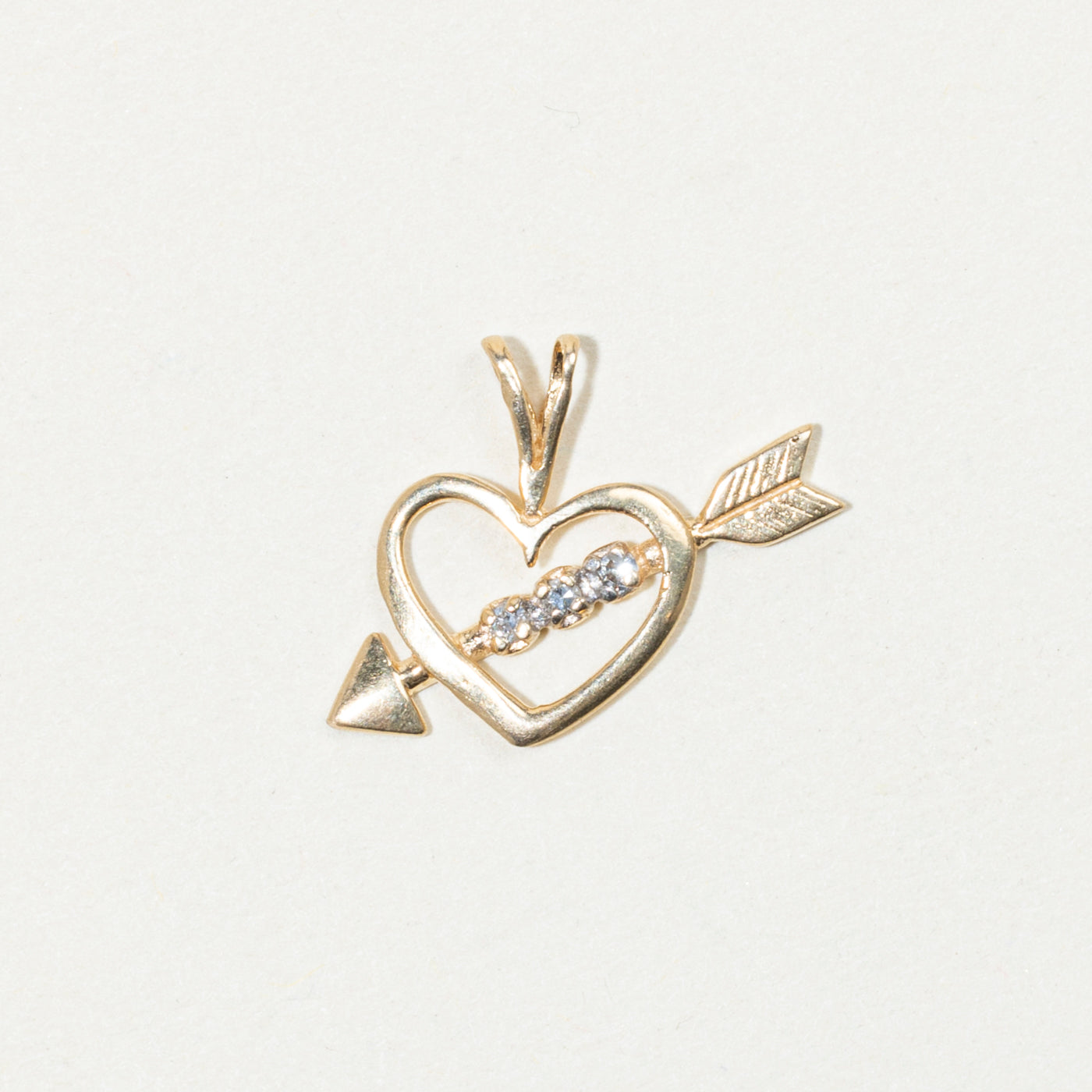 14K Yellow Gold Diamond Heart & Arrow Pendant | 0.03ct