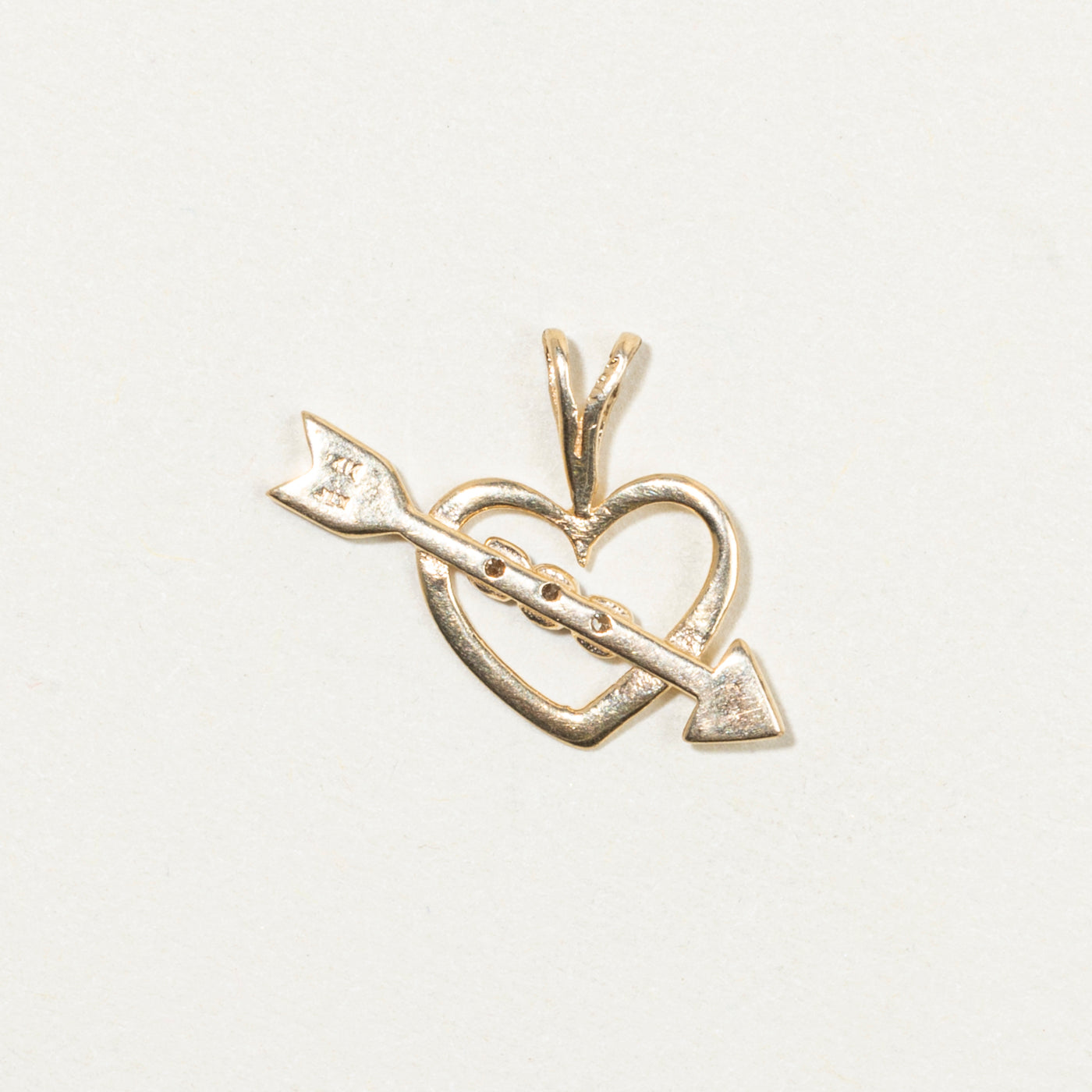 14K Yellow Gold Diamond Heart & Arrow Pendant | 0.03ct